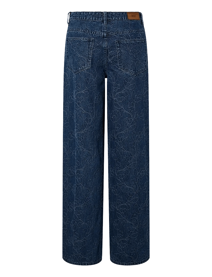 YAS - YASALIA MW EMBROIDERY WIDE JEANS S. 02 - brede jeans - dark blue denim - 2