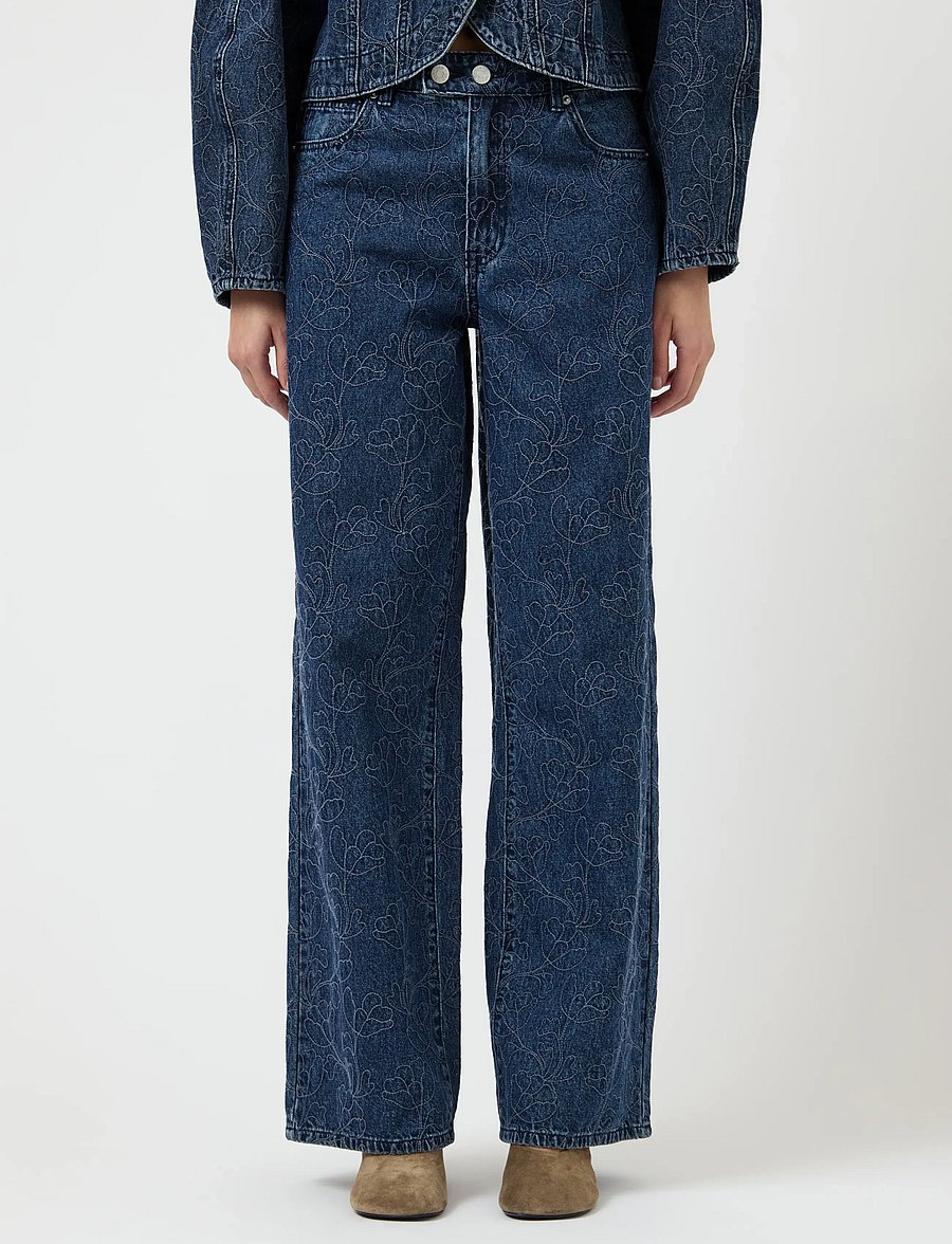 YAS - YASALIA MW EMBROIDERY WIDE JEANS S. 02 - brede jeans - dark blue denim - 0