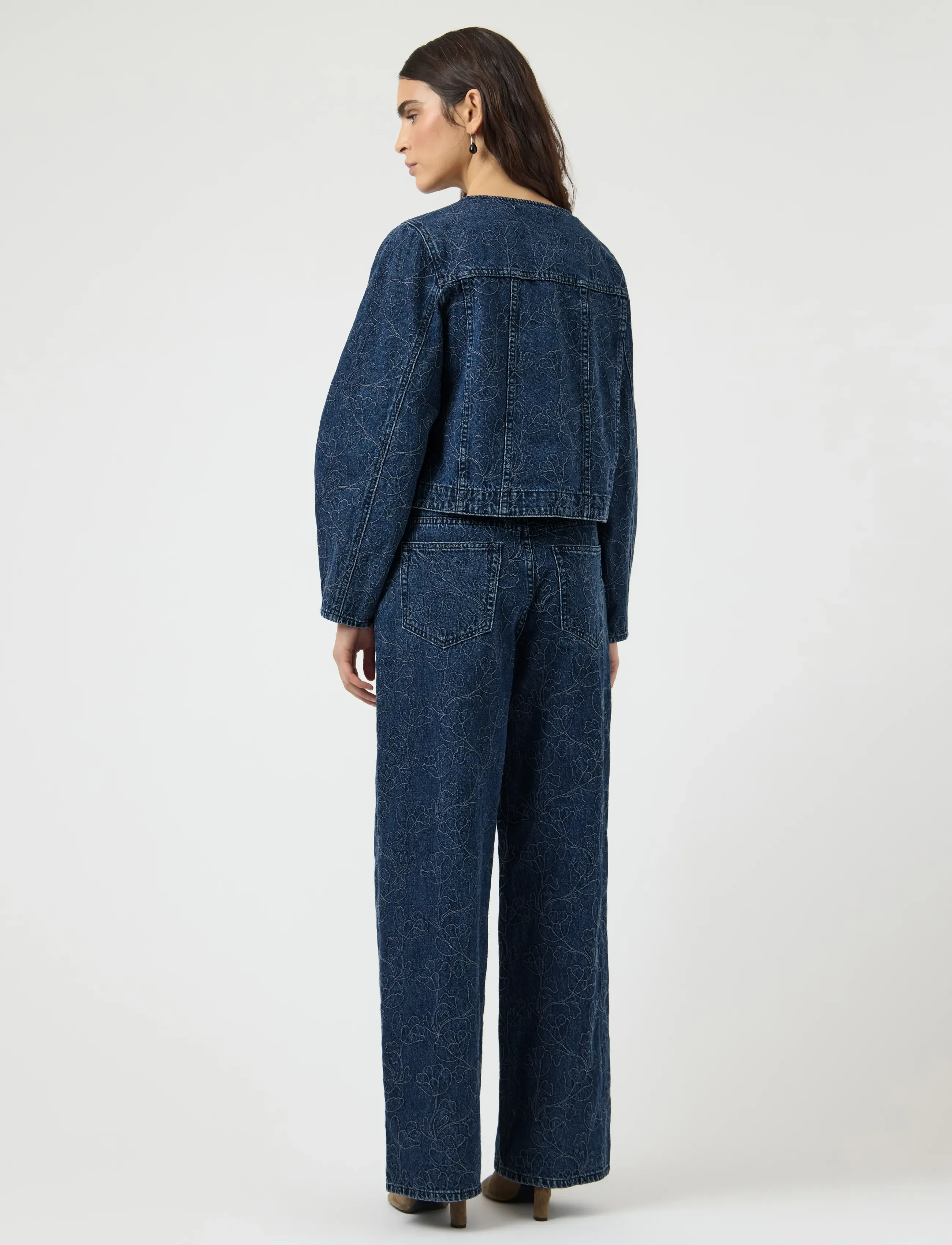 YAS - YASALIA MW EMBROIDERY WIDE JEANS S. 02 - brede jeans - dark blue denim - 3
