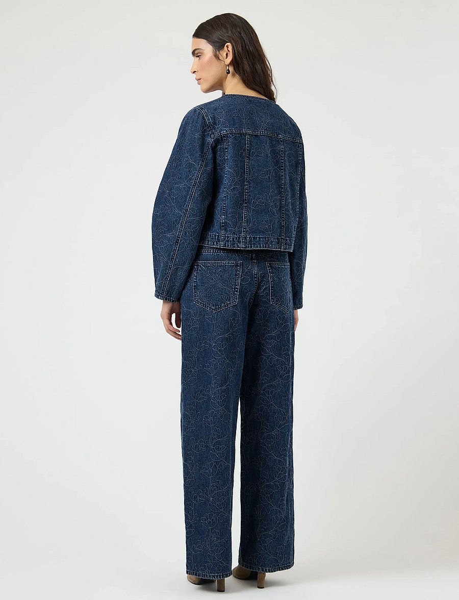 YAS - YASALIA MW EMBROIDERY WIDE JEANS S. 02 - brede jeans - dark blue denim - 3
