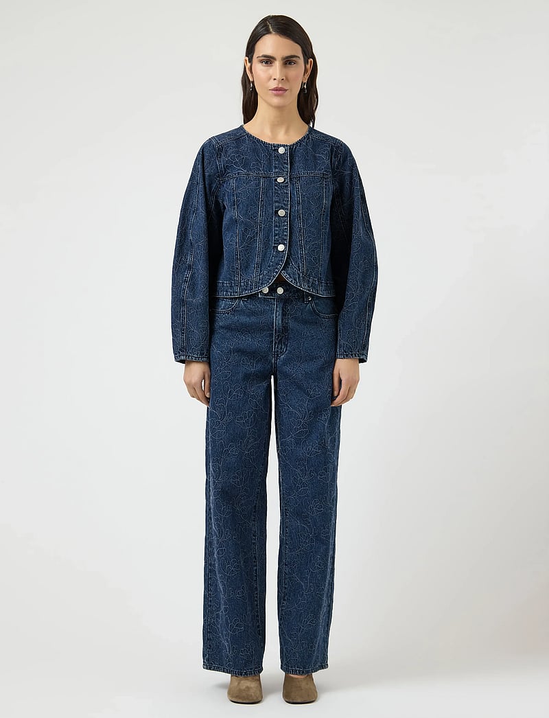 YAS - YASALIA MW EMBROIDERY WIDE JEANS S. 02 - brede jeans - dark blue denim - 4