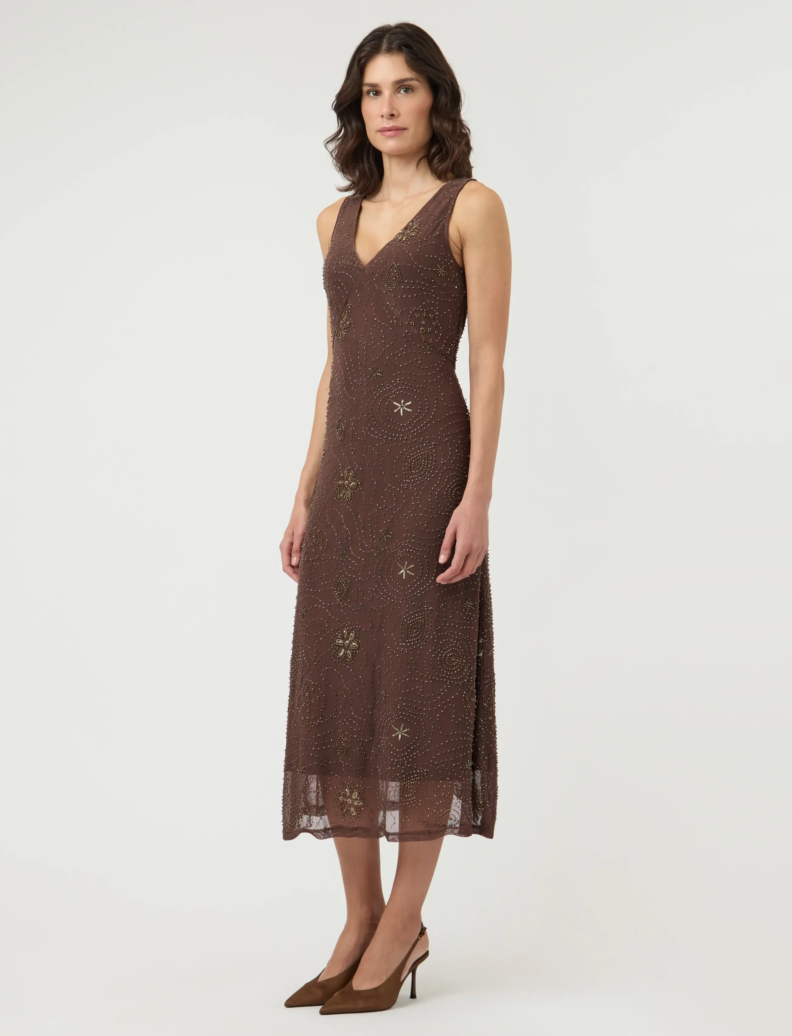 YAS - YASNURA SL LONG MESH DRESS - FEST - sukienki wieczorowe - peyote - 4