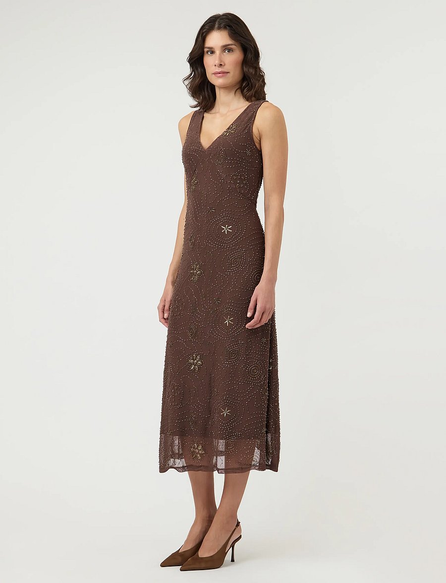 YAS - YASNURA SL LONG MESH DRESS - FEST - sukienki wieczorowe - peyote - 4