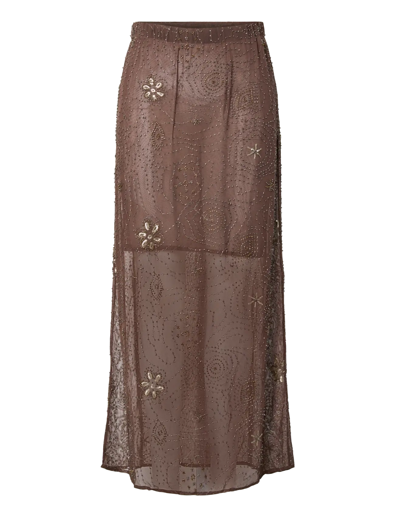 YAS YASNURA MESH HW ANKLE SKIRT - FEST - Paljettskjørt - PEYOTE / pink/rose