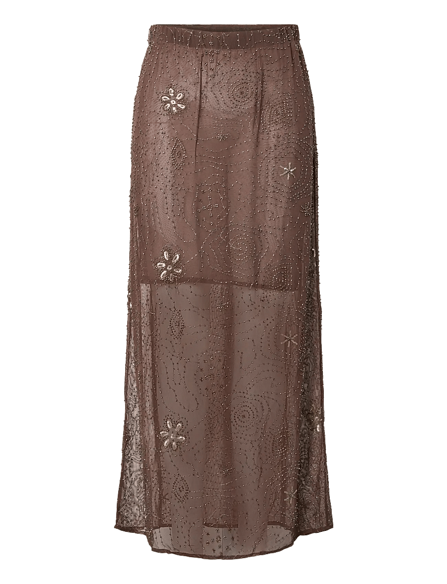 YAS - YASNURA MESH HW ANKLE SKIRT - FEST - jupes à sequins - peyote - 1