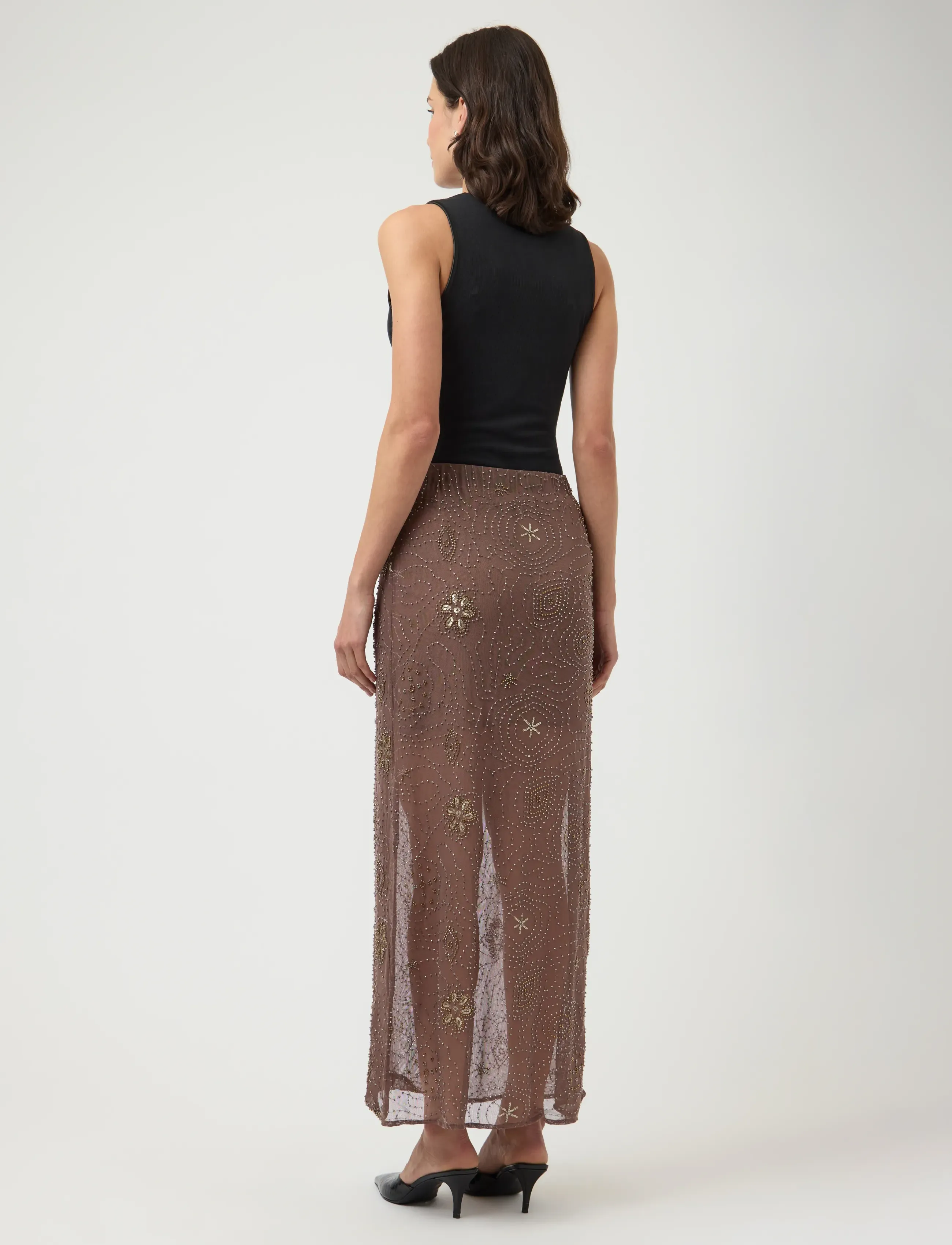 YAS - YASNURA MESH HW ANKLE SKIRT - FEST - jupes à sequins - peyote - 3