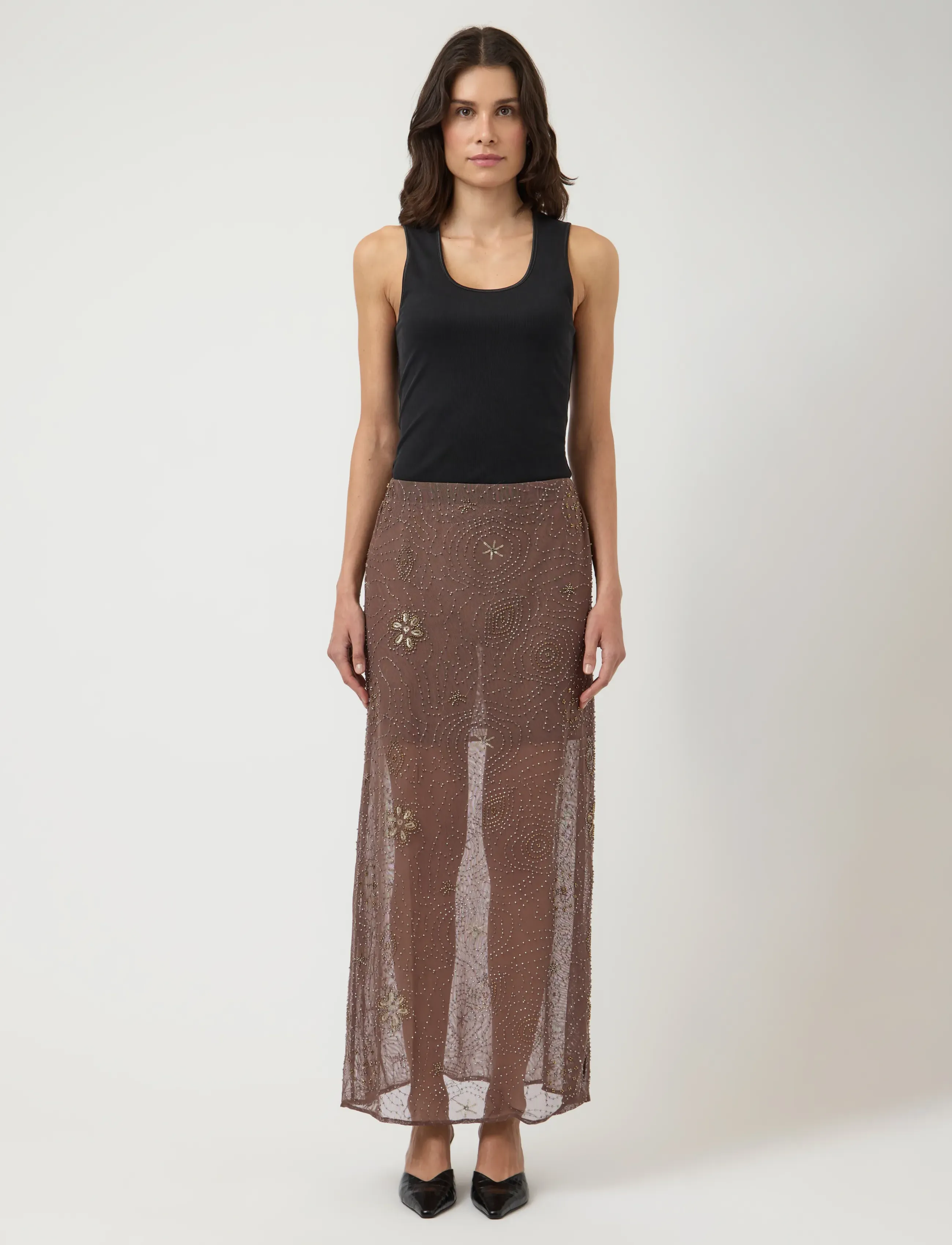 YAS - YASNURA MESH HW ANKLE SKIRT - FEST - jupes à sequins - peyote - 4