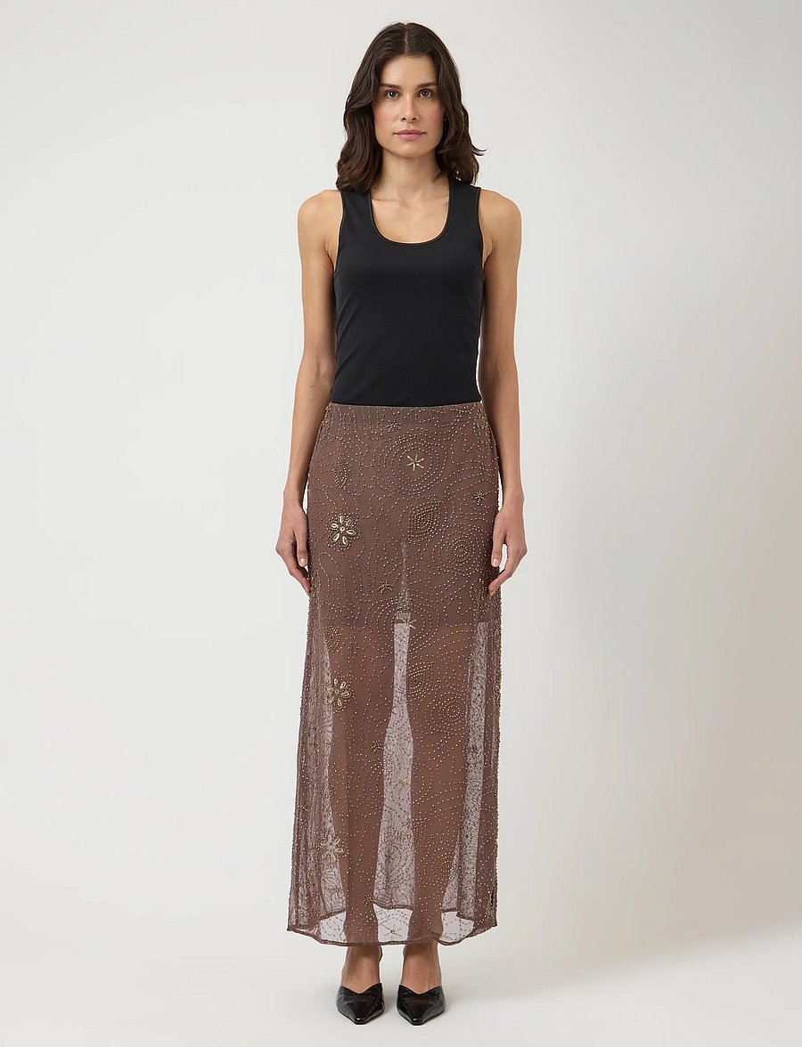 YAS - YASNURA MESH HW ANKLE SKIRT - FEST - jupes à sequins - peyote - 4