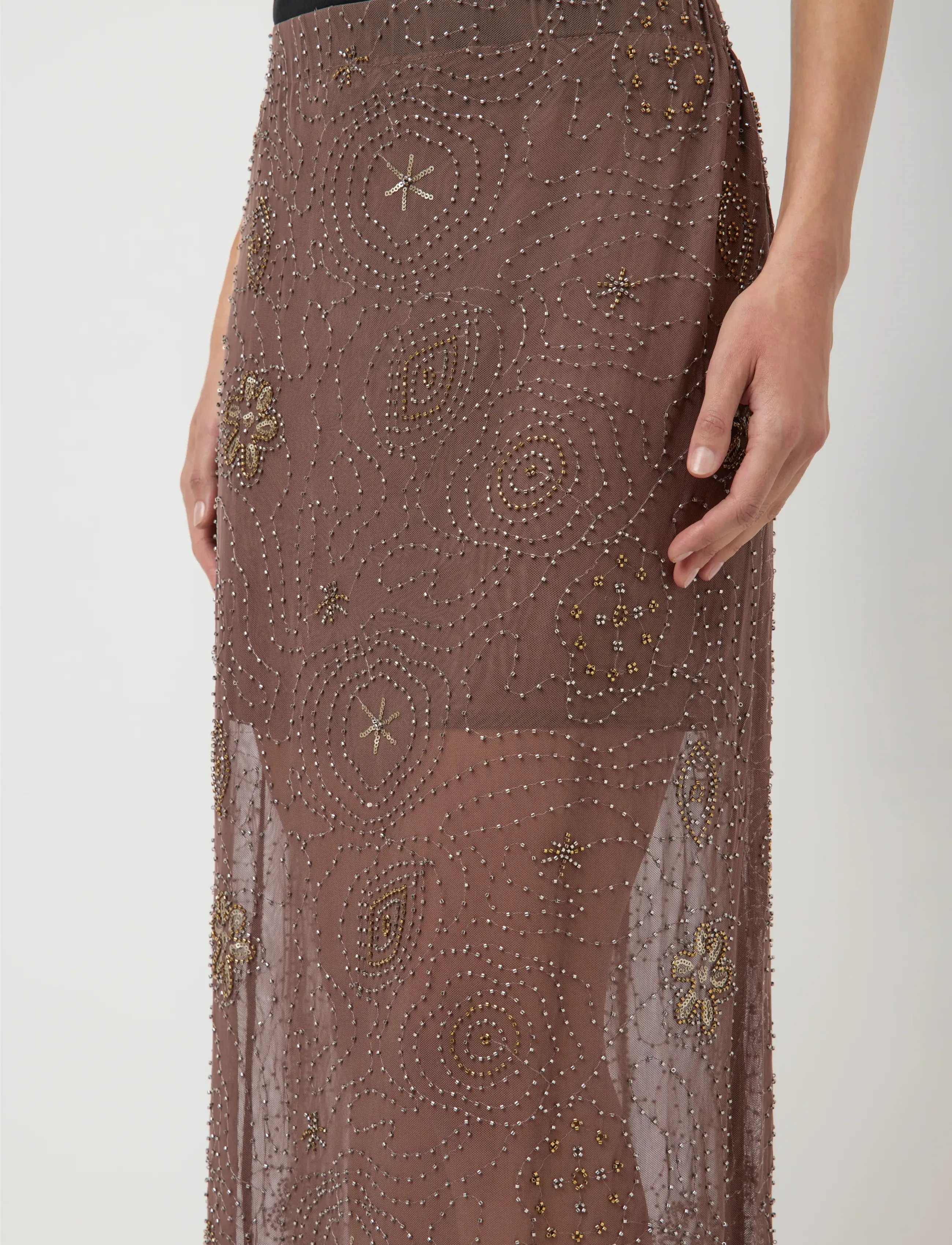 YAS - YASNURA MESH HW ANKLE SKIRT - FEST - jupes à sequins - peyote - 5