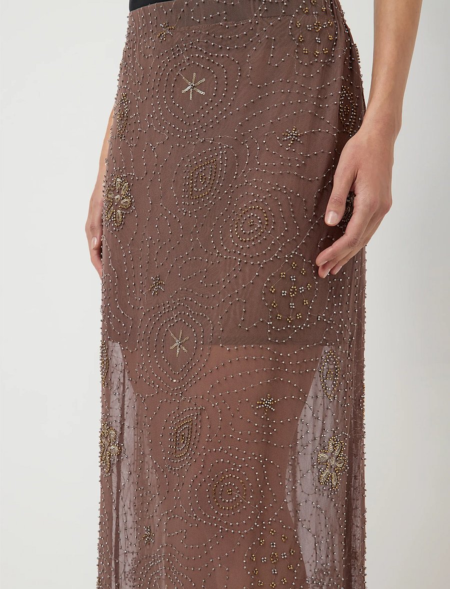 YAS - YASNURA MESH HW ANKLE SKIRT - FEST - jupes à sequins - peyote - 5