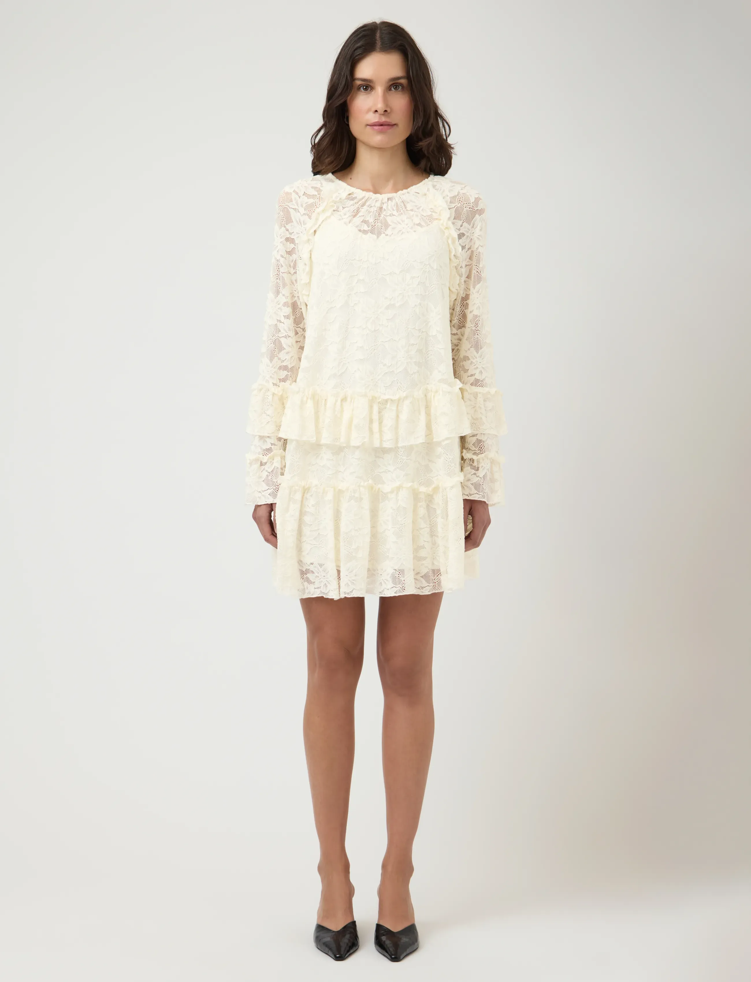 YAS tukka Ls Dress Fest, 38, Dresses, Creme - Short Dress, Frauen