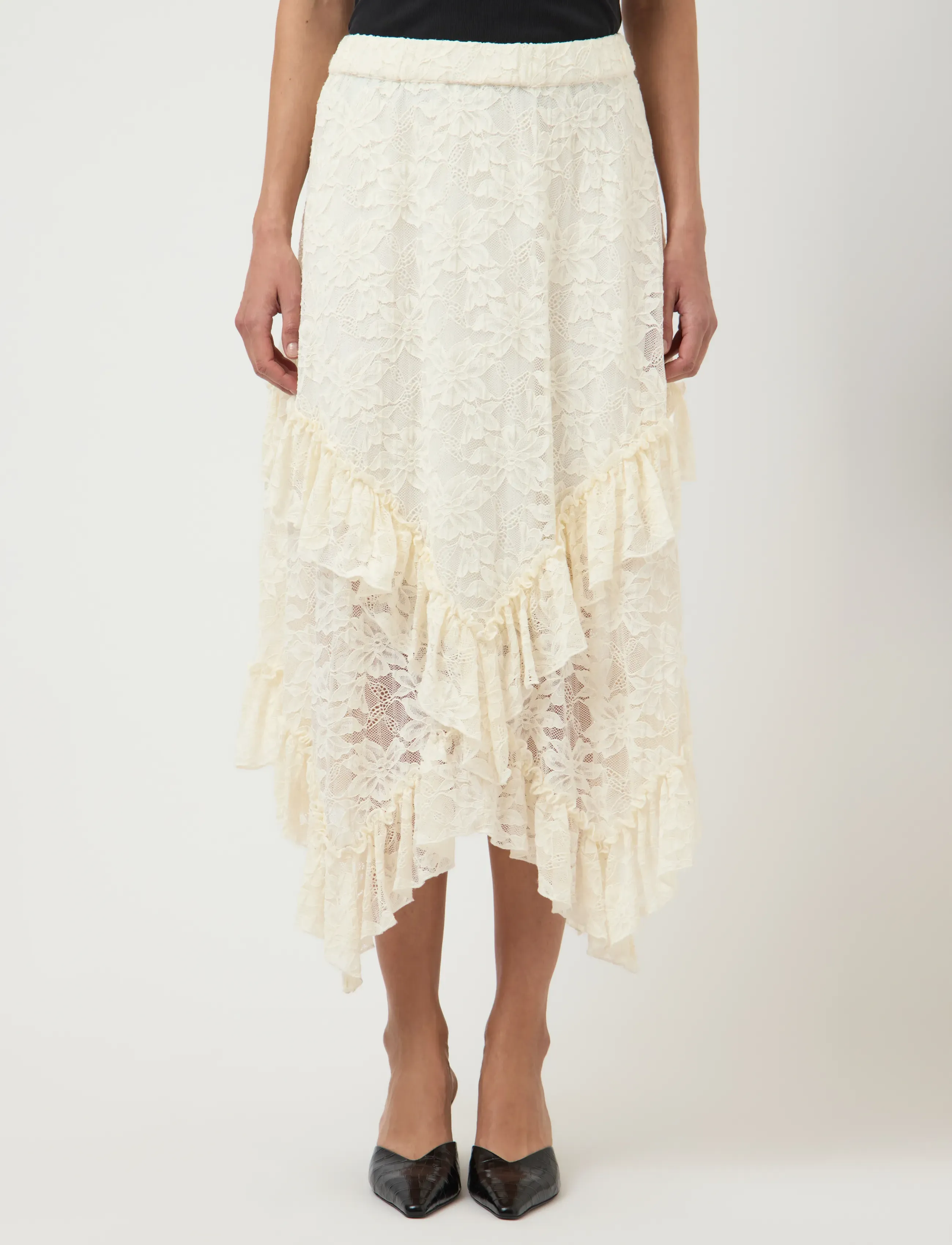 YAS YASTUKKA HW ANKLE SKIRT - FEST - Maxi skirts - PRISTINE / cream