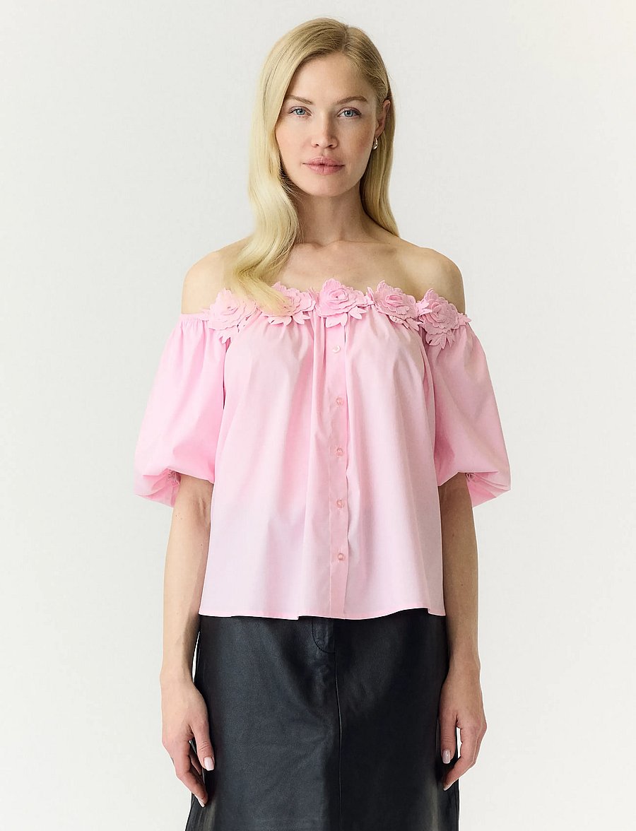 YAS - YASMANLY OFF-SHOULDER 2/4 TOP - palaidinės trumpomis rankovėmis - pink lady - 0