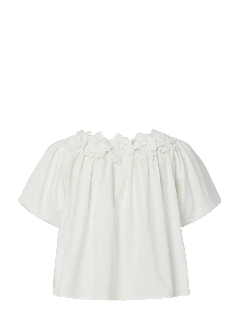 YAS - YASMANLY OFF-SHOULDER 2/4 TOP - kortærmede bluser - star white - 2