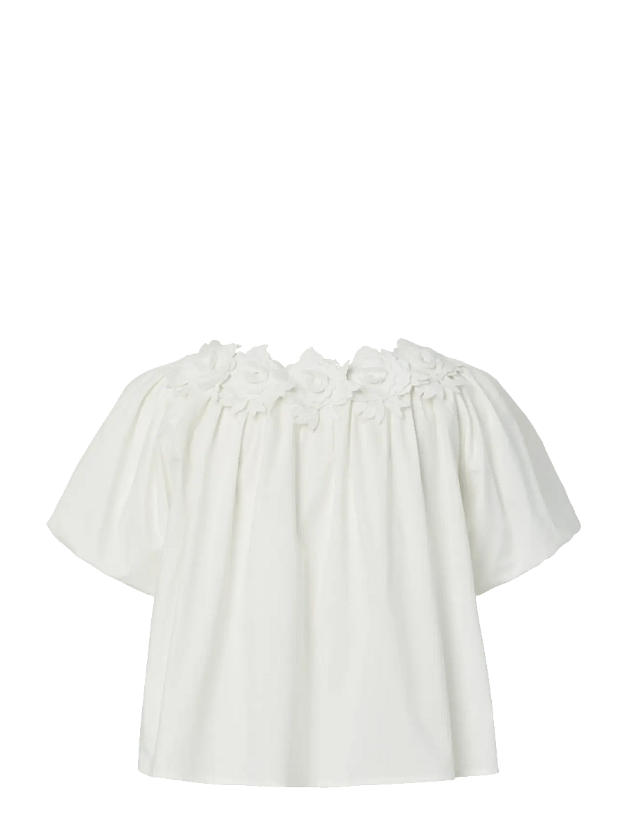 YAS - YASMANLY OFF-SHOULDER 2/4 TOP - blūzes ar īsām piedurknēm - star white - 2