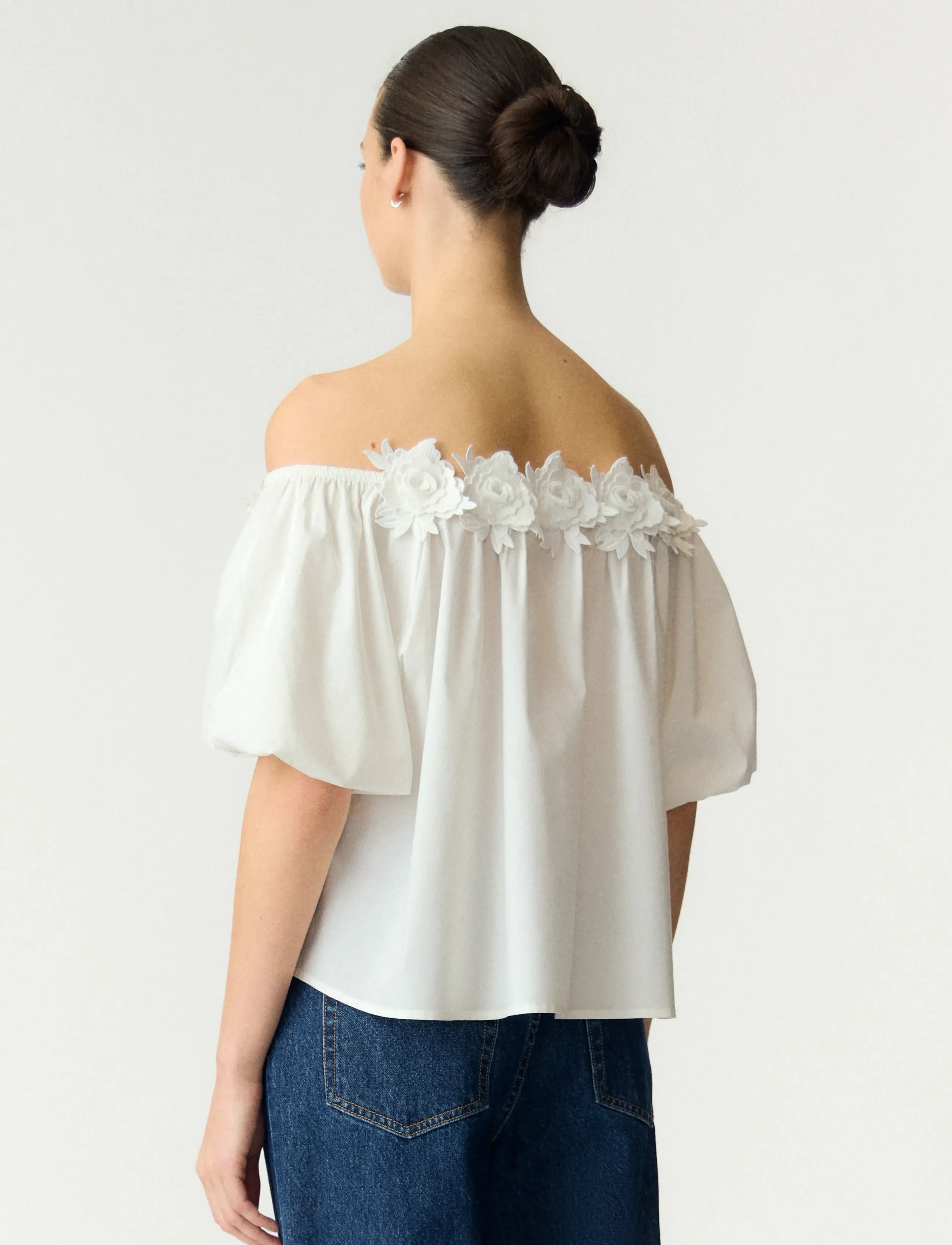 YAS - YASMANLY OFF-SHOULDER 2/4 TOP - blūzes ar īsām piedurknēm - star white - 3