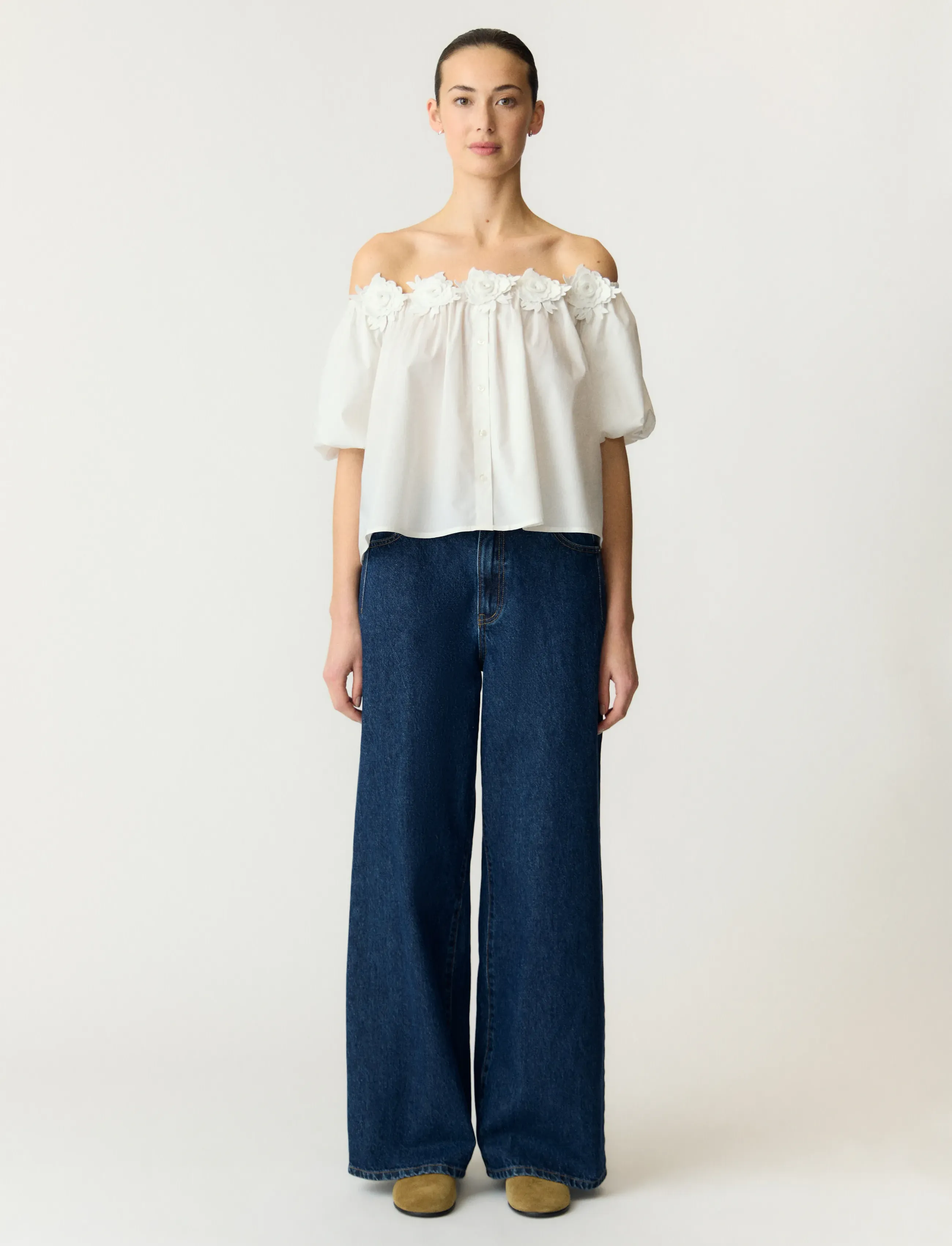 YAS - YASMANLY OFF-SHOULDER 2/4 TOP - blūzes ar īsām piedurknēm - star white - 5