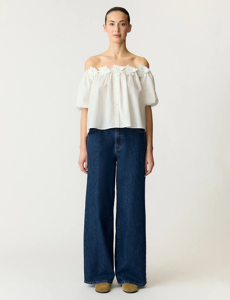 YAS - YASMANLY OFF-SHOULDER 2/4 TOP - blūzes ar īsām piedurknēm - star white - 5