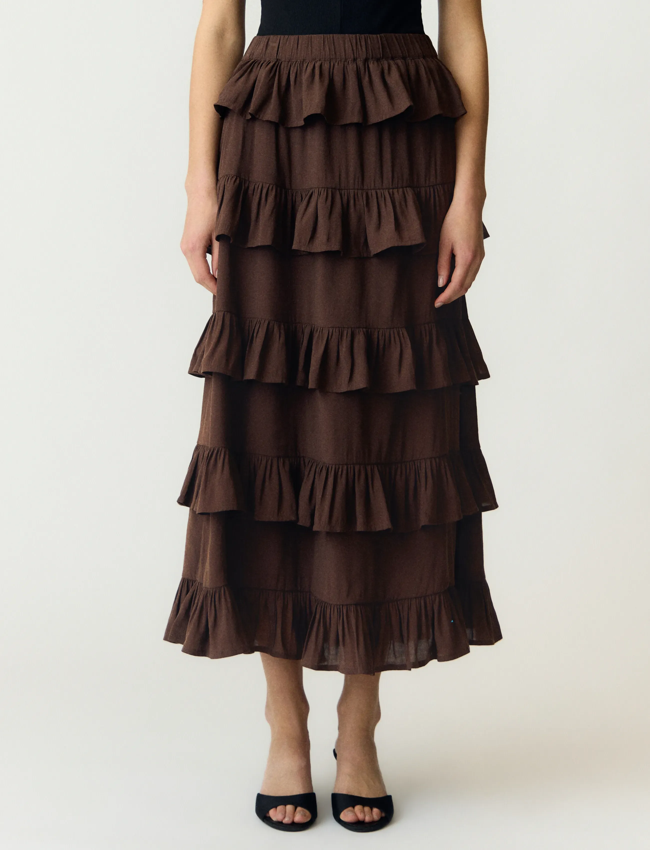 YAS YASWIMA HW ANKLE SKIRT S. - Maxi Röcke - COFFEE BEAN / brown