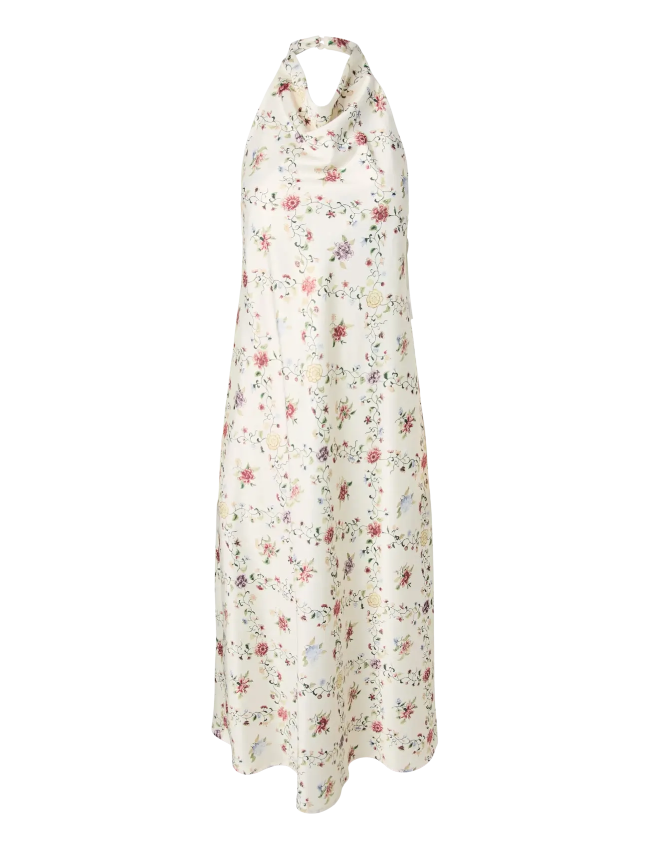 YAS YASPELLA HALTERNECK LONG DRESS S. - BACK TO WORK - PRISTINE / cream