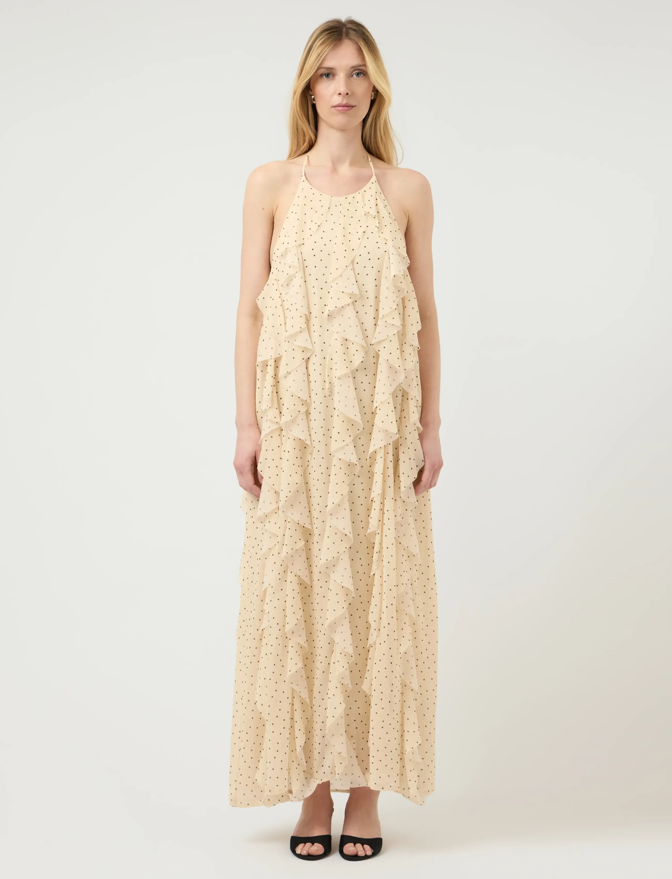 YAS YASFINILLO HALTERNECK LONG DRESS - SHOW - Clothing - ANISE FLOWER / cream