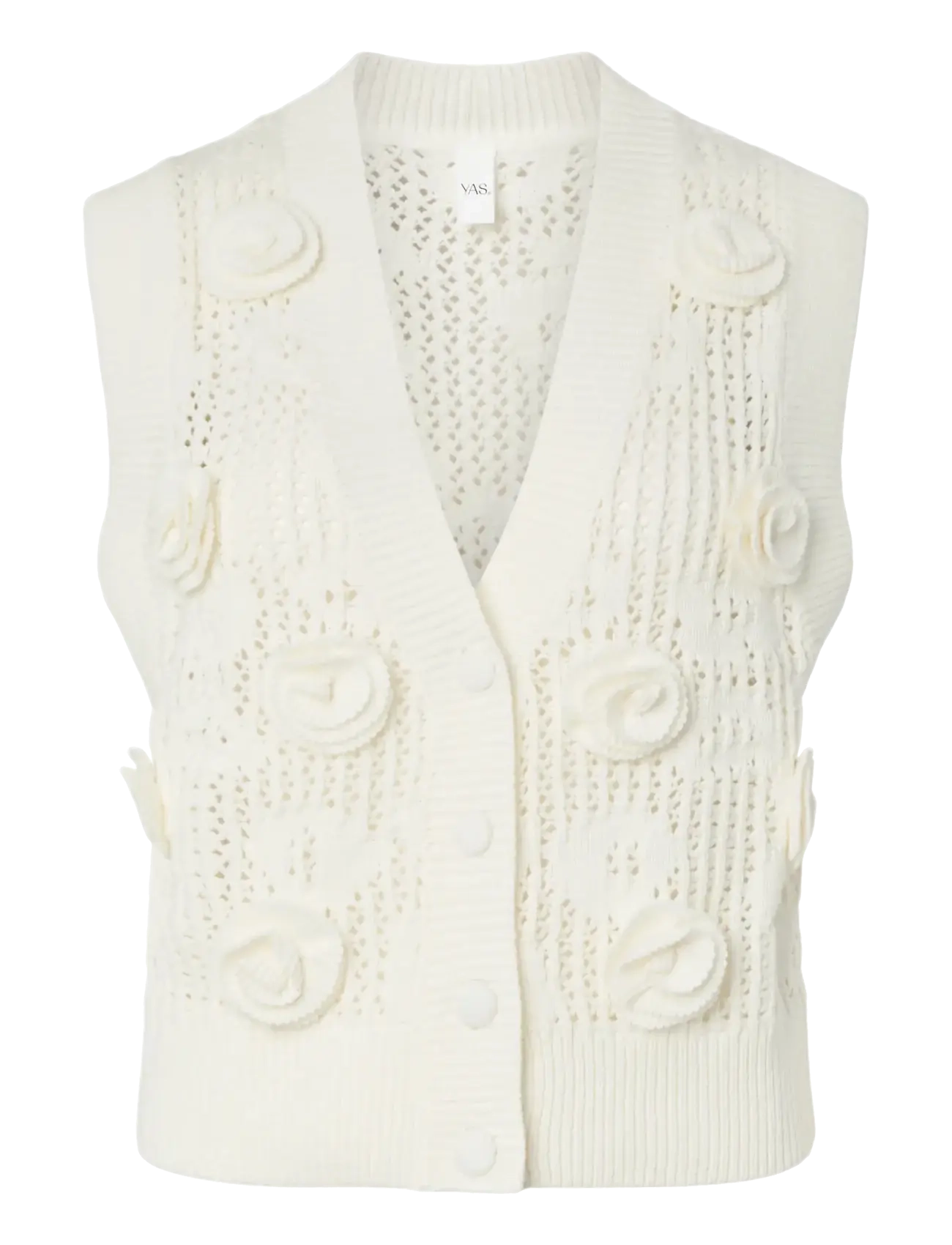 YAS Yasrose Knit Vest, XL, Cream, Veste > Strikkede Veste, Dame