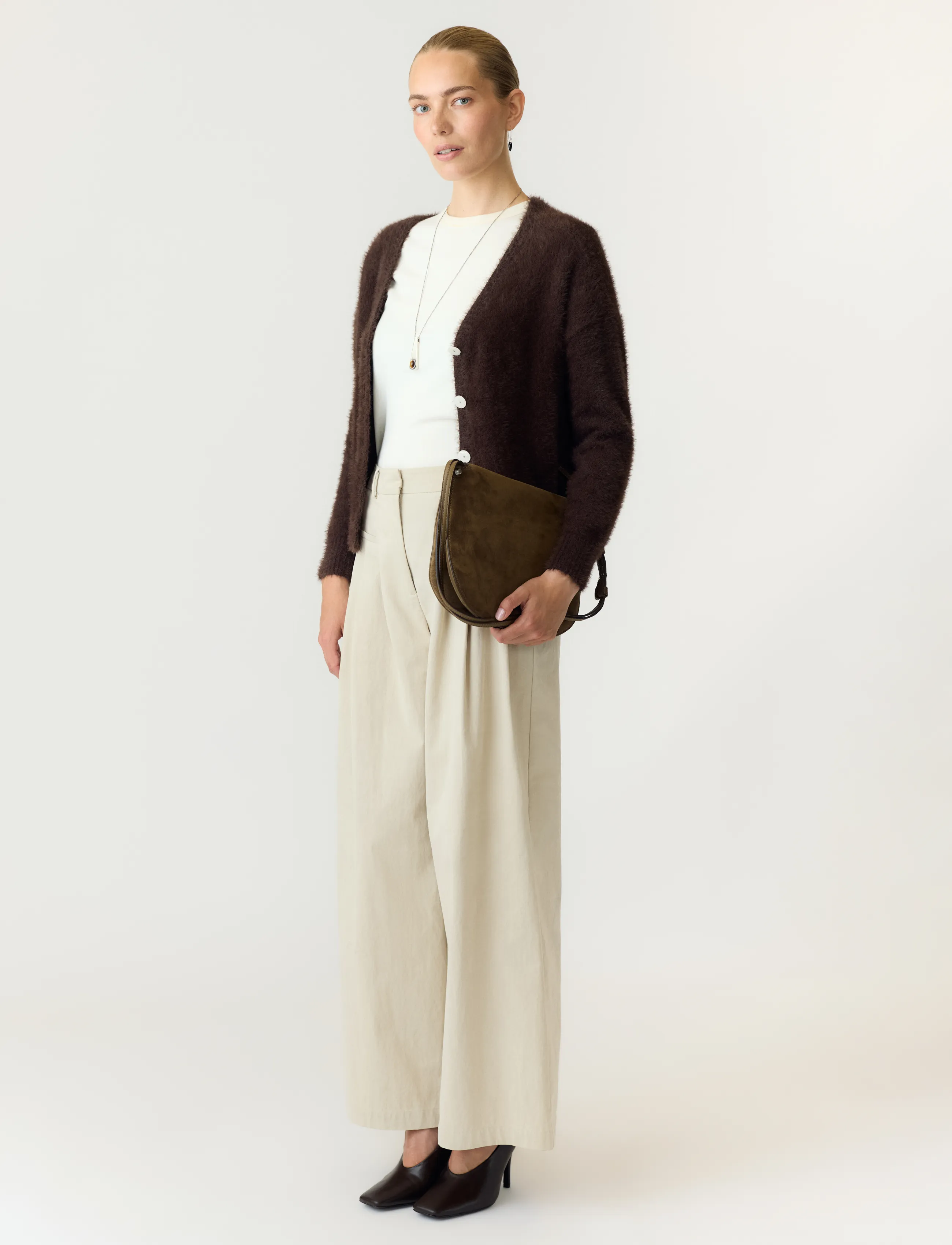 YAS YASMALLI LS KNIT CARDIGAN - EX - Geburtstag - COFFEE BEAN / brown