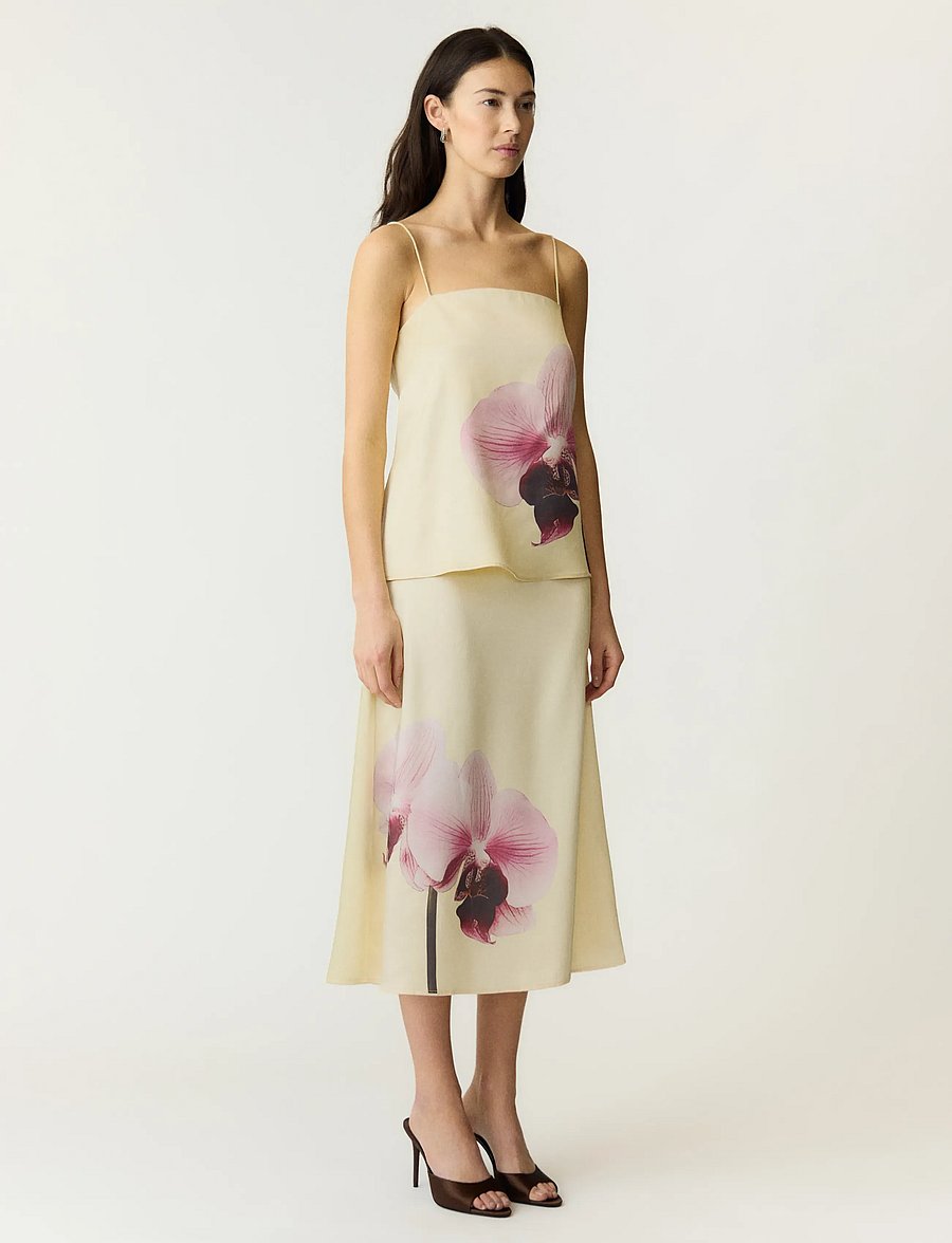 YAS - YASORCHIDA SATIN MIDI SKIRT S. - SHOW - satinröcke - anise flower - 5