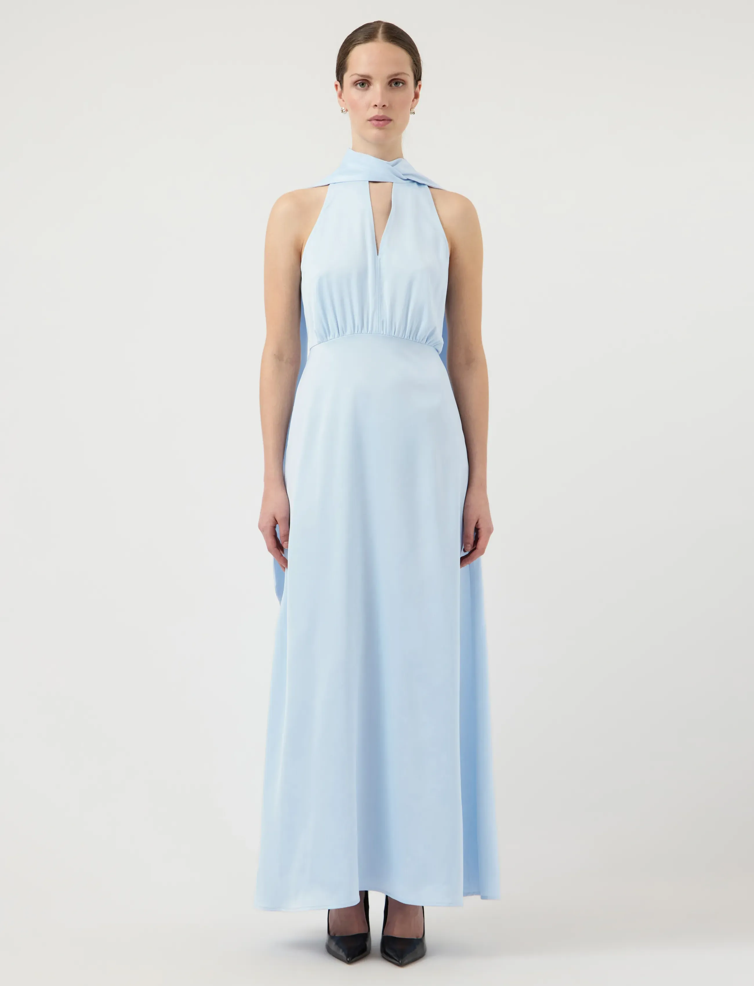 YAS thea Sl Maxi Dress S. Noos, Kvinder, Halterhals Maxikjole, Blå, Str: 40