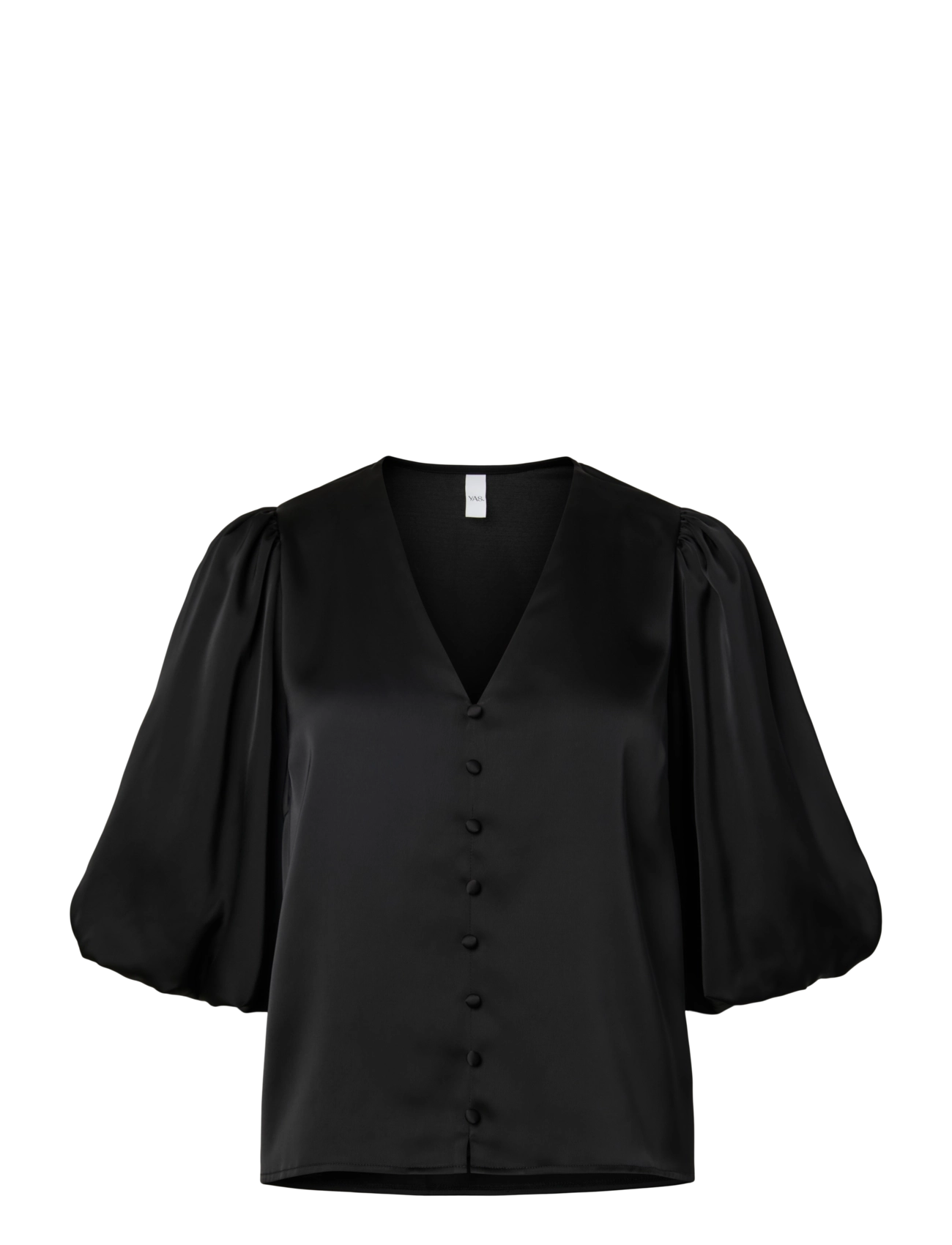 YAS YASPELLA 2/4 V-NECK TOP S. NOOS - Pluusid - BLACK / black