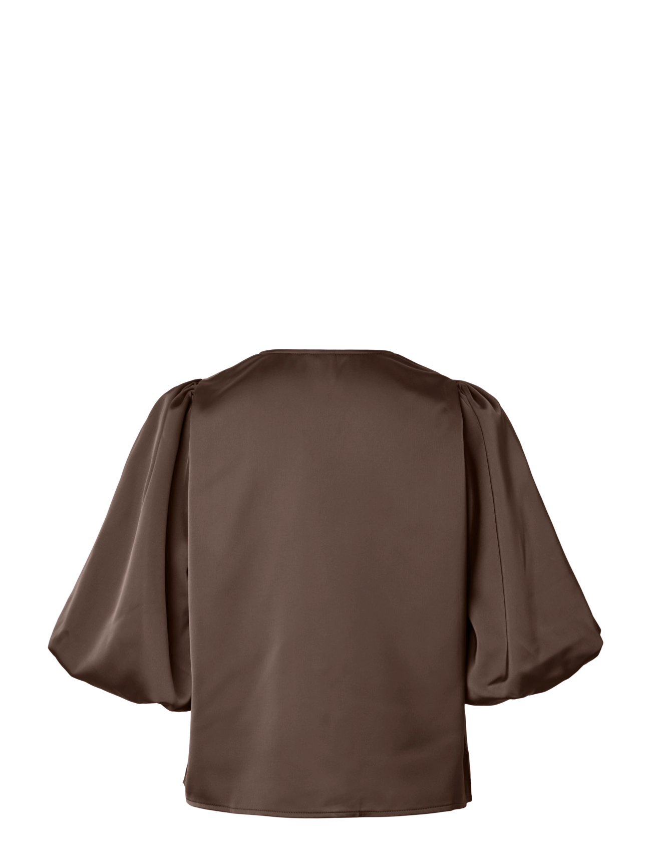 YAS - YASPELLA 2/4 V-NECK TOP S. NOOS - kortärmade blusar - chocolate brown - 1