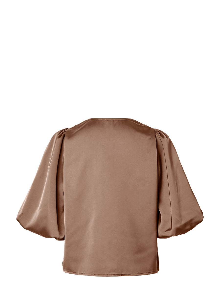 YAS - YASPELLA 2/4 V-NECK TOP S. NOOS - kortærmede bluser - fungi - 1