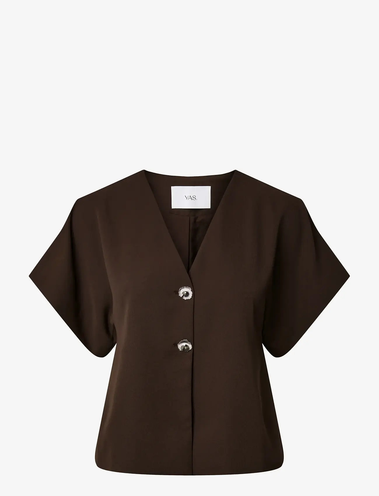 YAS - YASRANIA SS BLAZER - EX - short-sleeved blouses - coffee bean - 1