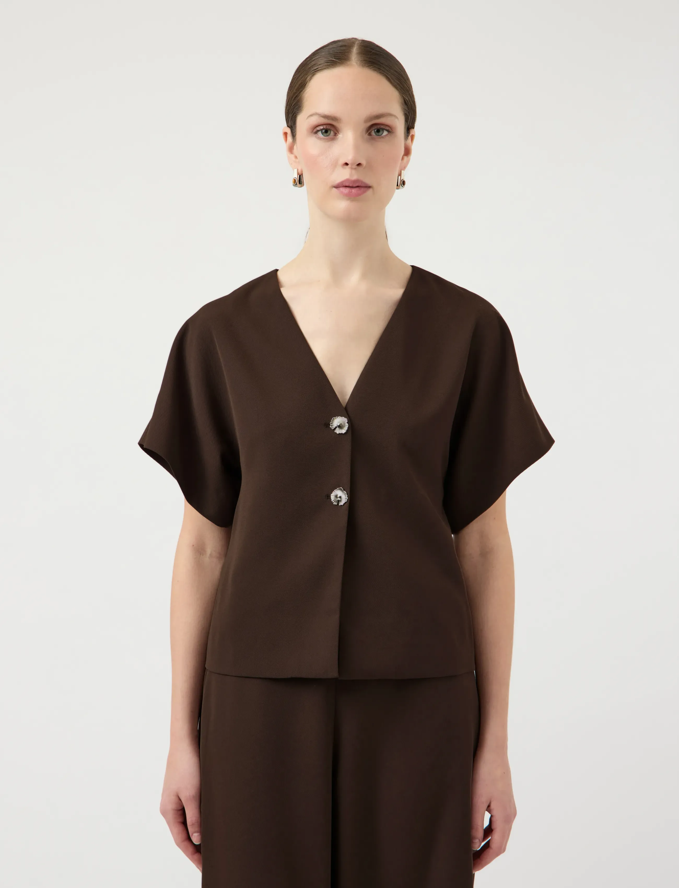 YAS YASRANIA SS BLAZER - EX - Short-sleeved blouses - COFFEE BEAN / brown