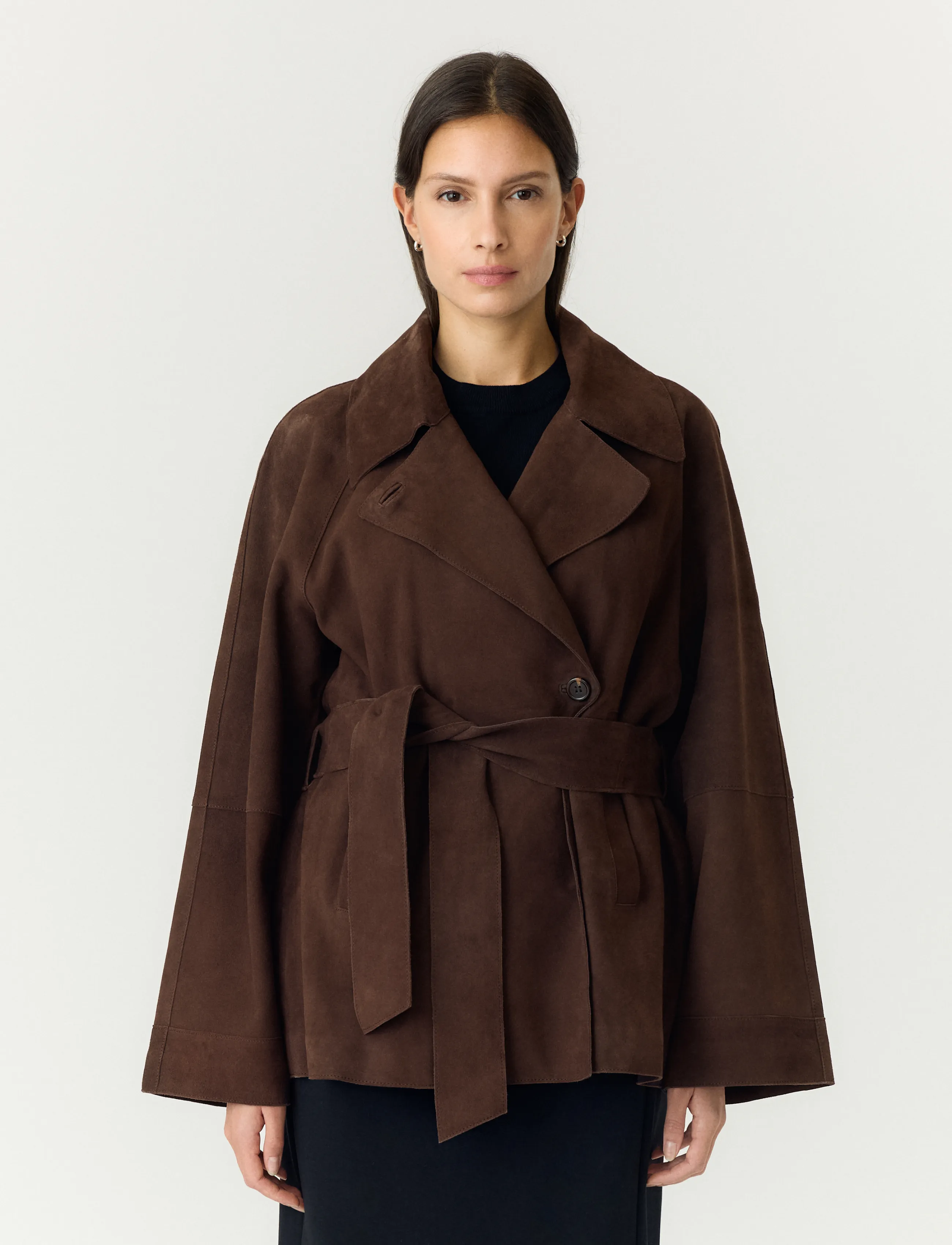 YAS YASRUNA LS SUEDE KIMONO JACKET - YAS - COFFEE BEAN / brown