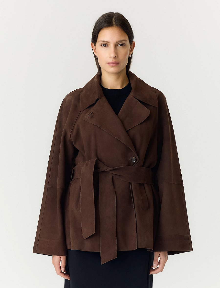 YAS - YASRUNA LS SUEDE KIMONO JACKET - coffee bean - 0