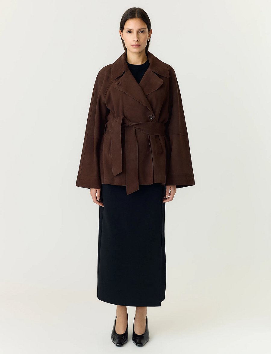YAS - YASRUNA LS SUEDE KIMONO JACKET - coffee bean - 4