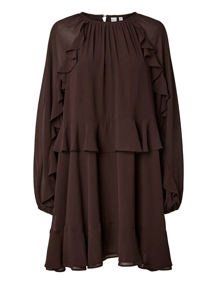 YAS - YASMILVA LS DRESS S. NOOS - kurze kleider - coffee bean - 1