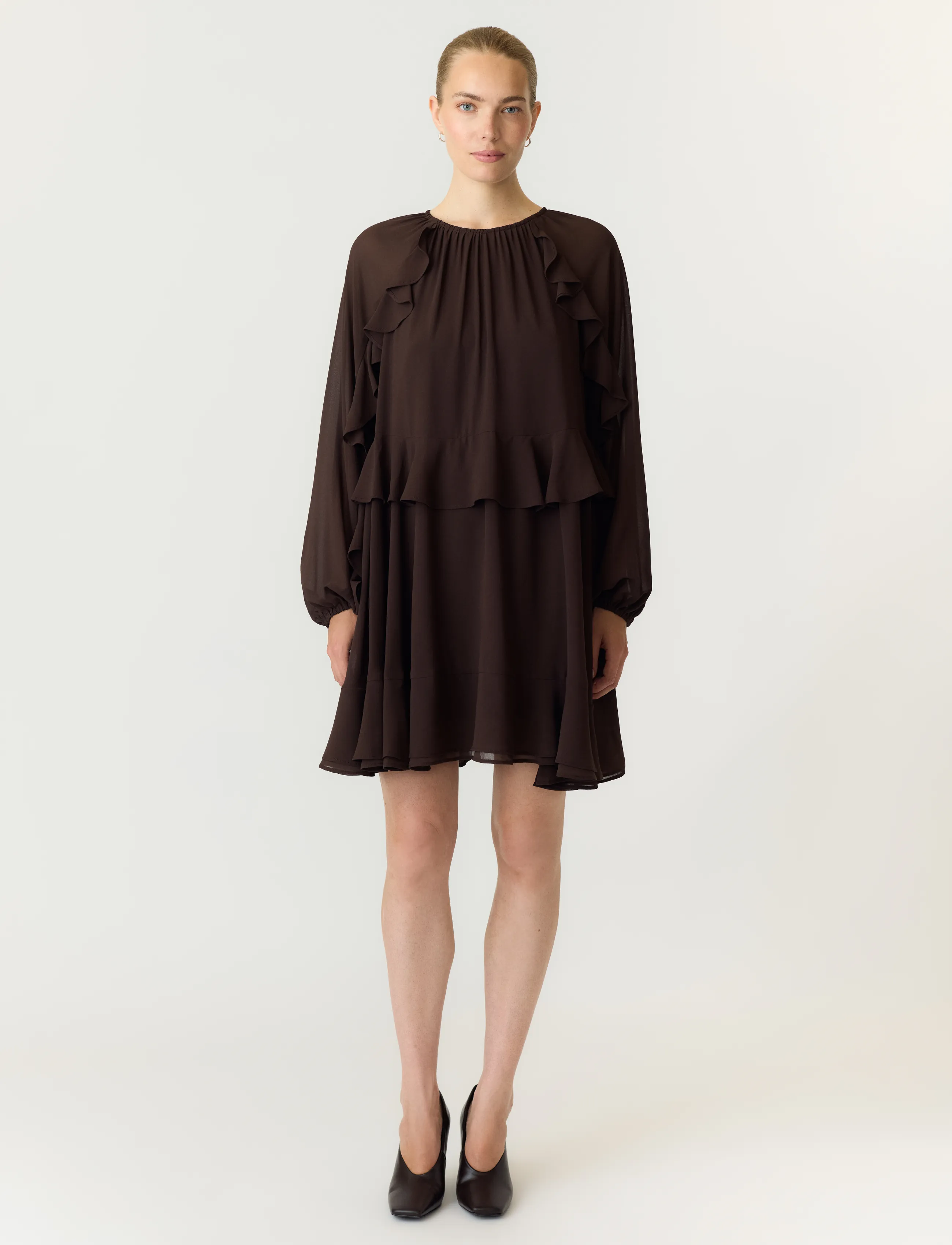 YAS YASMILVA LS DRESS S. NOOS - Kurze Kleider - COFFEE BEAN / brown