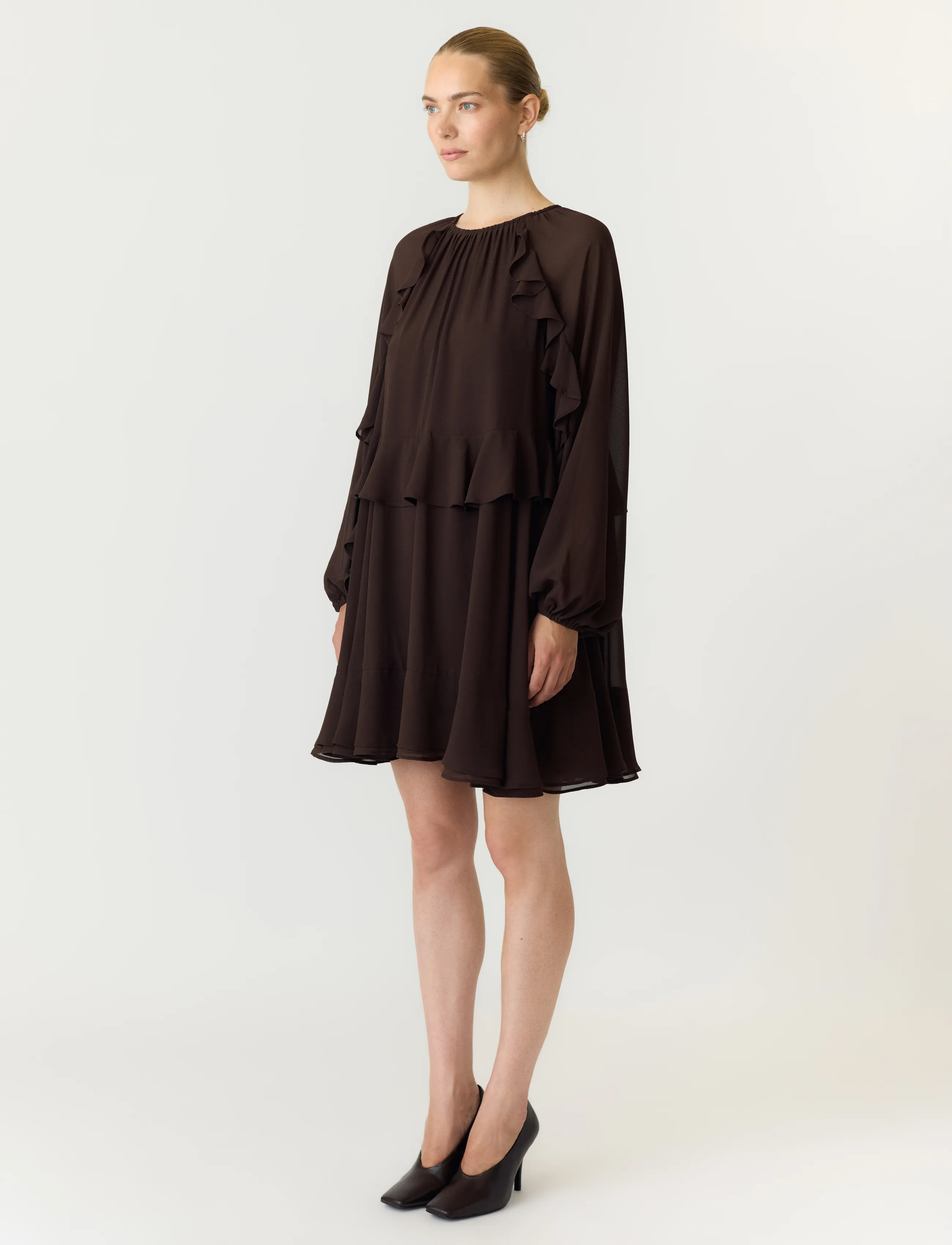 YAS - YASMILVA LS DRESS S. NOOS - kurze kleider - coffee bean - 4