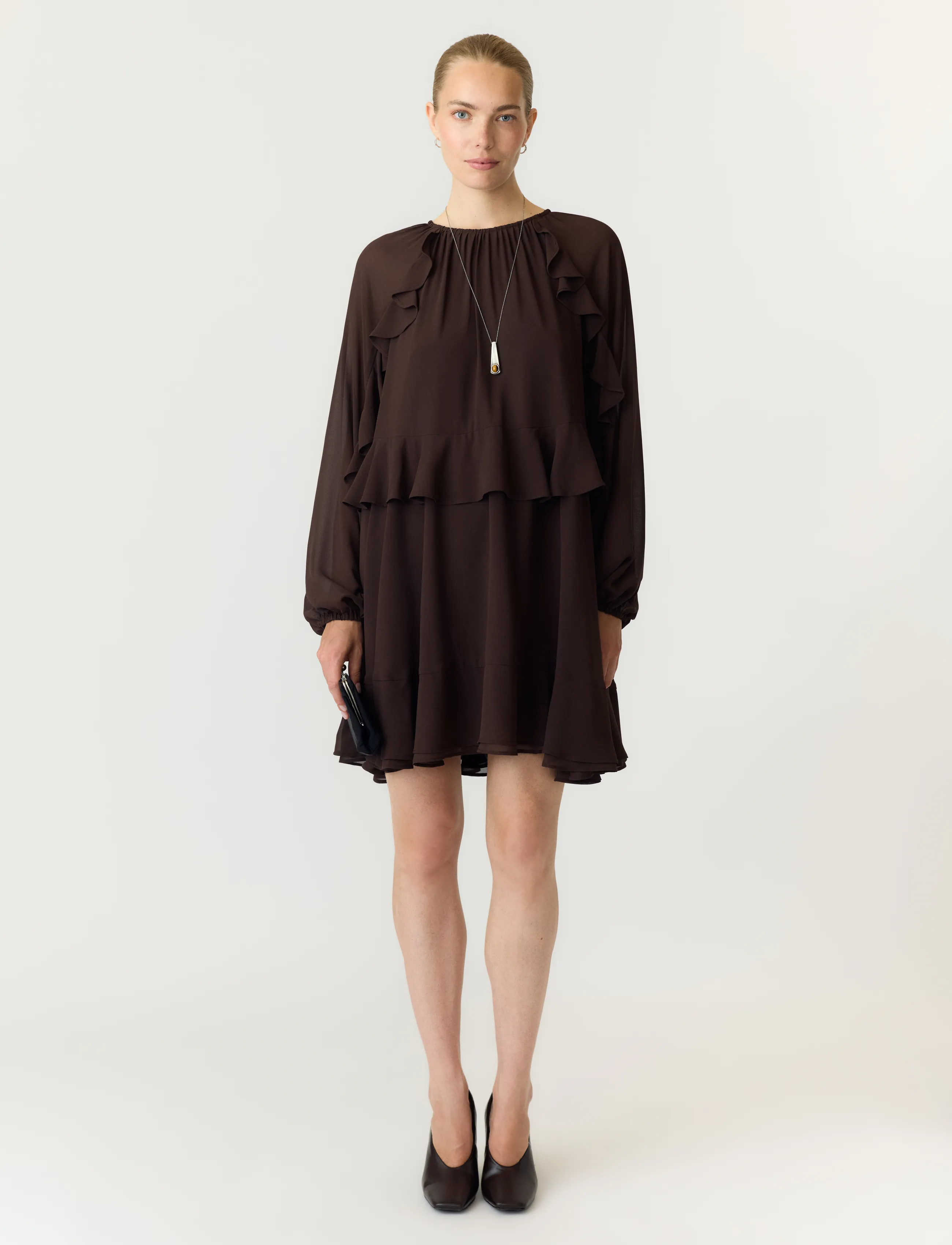 YAS - YASMILVA LS DRESS S. NOOS - kurze kleider - coffee bean - 5