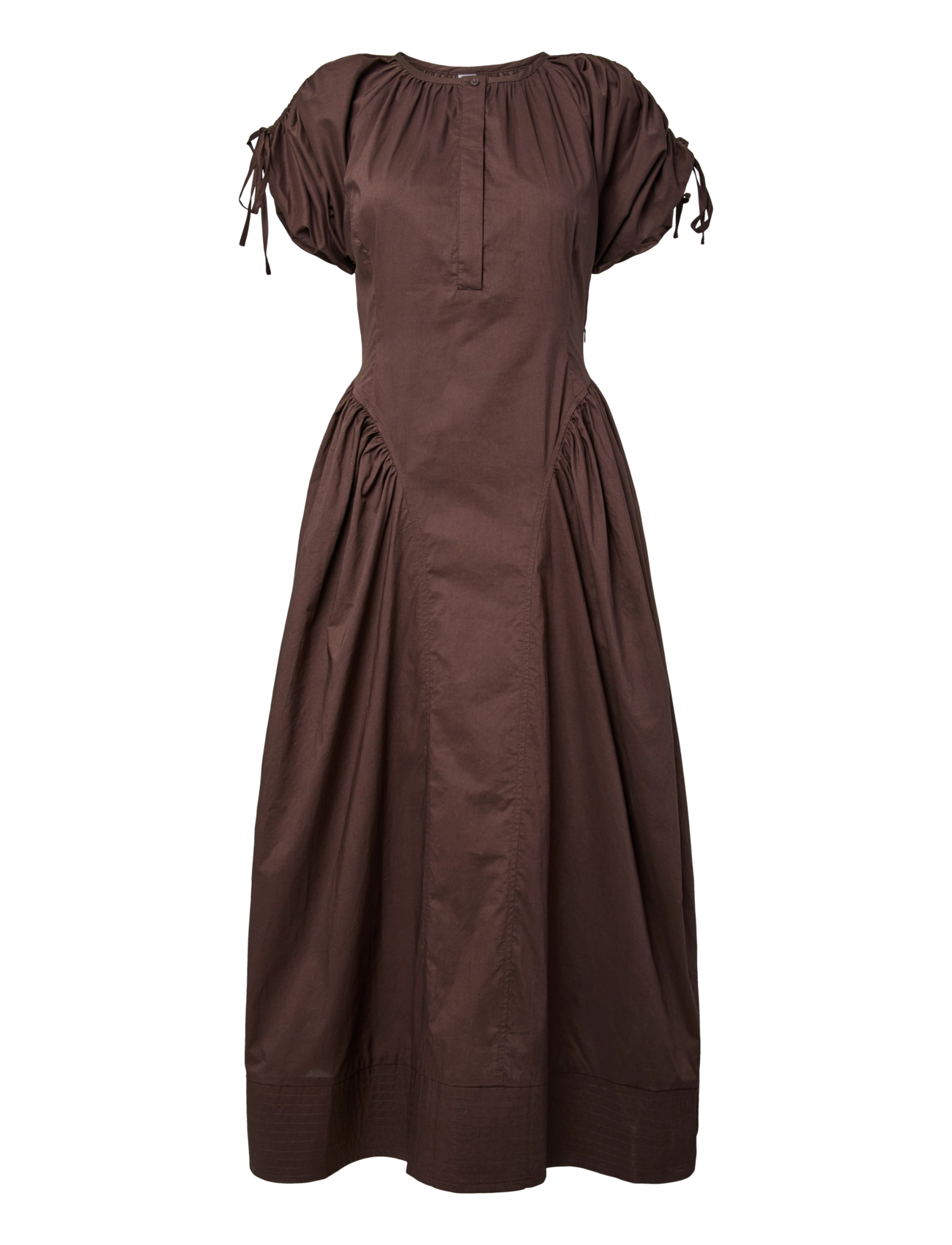 YAS melvo 2/4 Long Dress S., Kvinder, Pufærme Lang Kjole, Brun, Str: 38