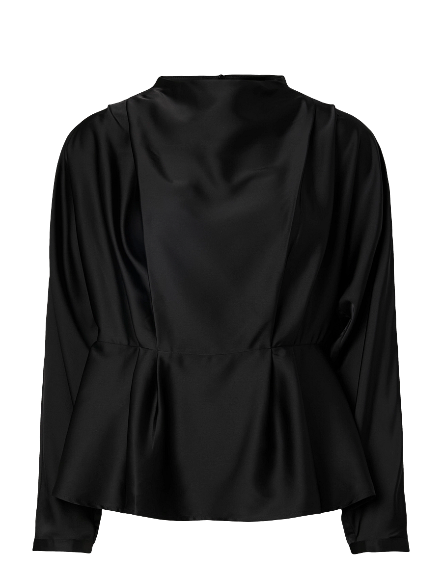 YAS - YASPELLA LS FUNNEL NECK TOP S. NOOS - langärmelige blusen - black - 1
