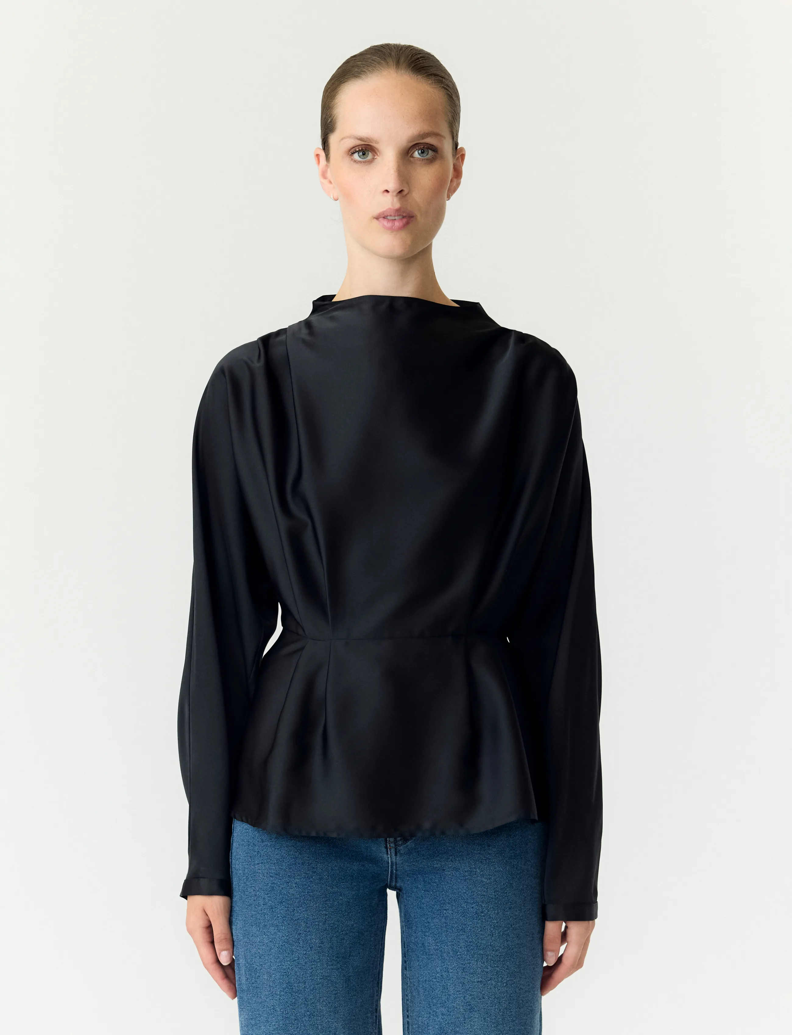 YAS - YASPELLA LS FUNNEL NECK TOP S. NOOS - langärmelige blusen - black - 0