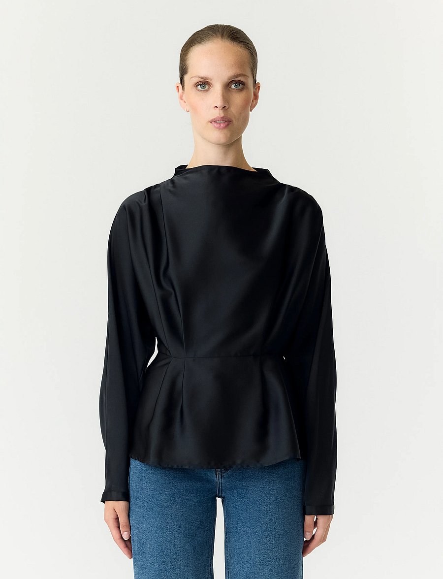 YAS - YASPELLA LS FUNNEL NECK TOP S. NOOS - langärmelige blusen - black - 0