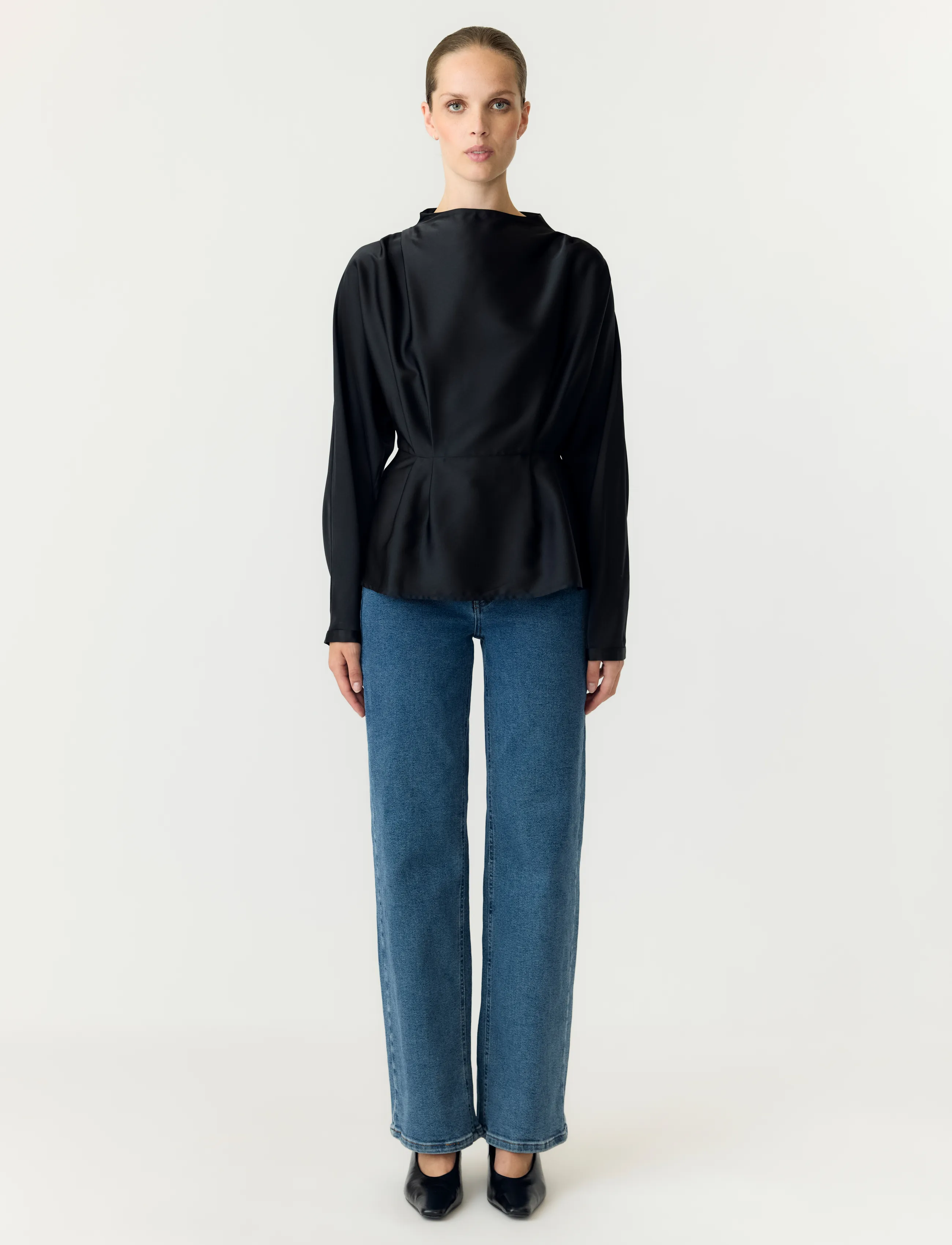 YAS - YASPELLA LS FUNNEL NECK TOP S. NOOS - langärmelige blusen - black - 4