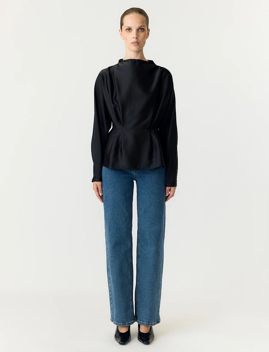 YAS - YASPELLA LS FUNNEL NECK TOP S. NOOS - langärmelige blusen - black - 4