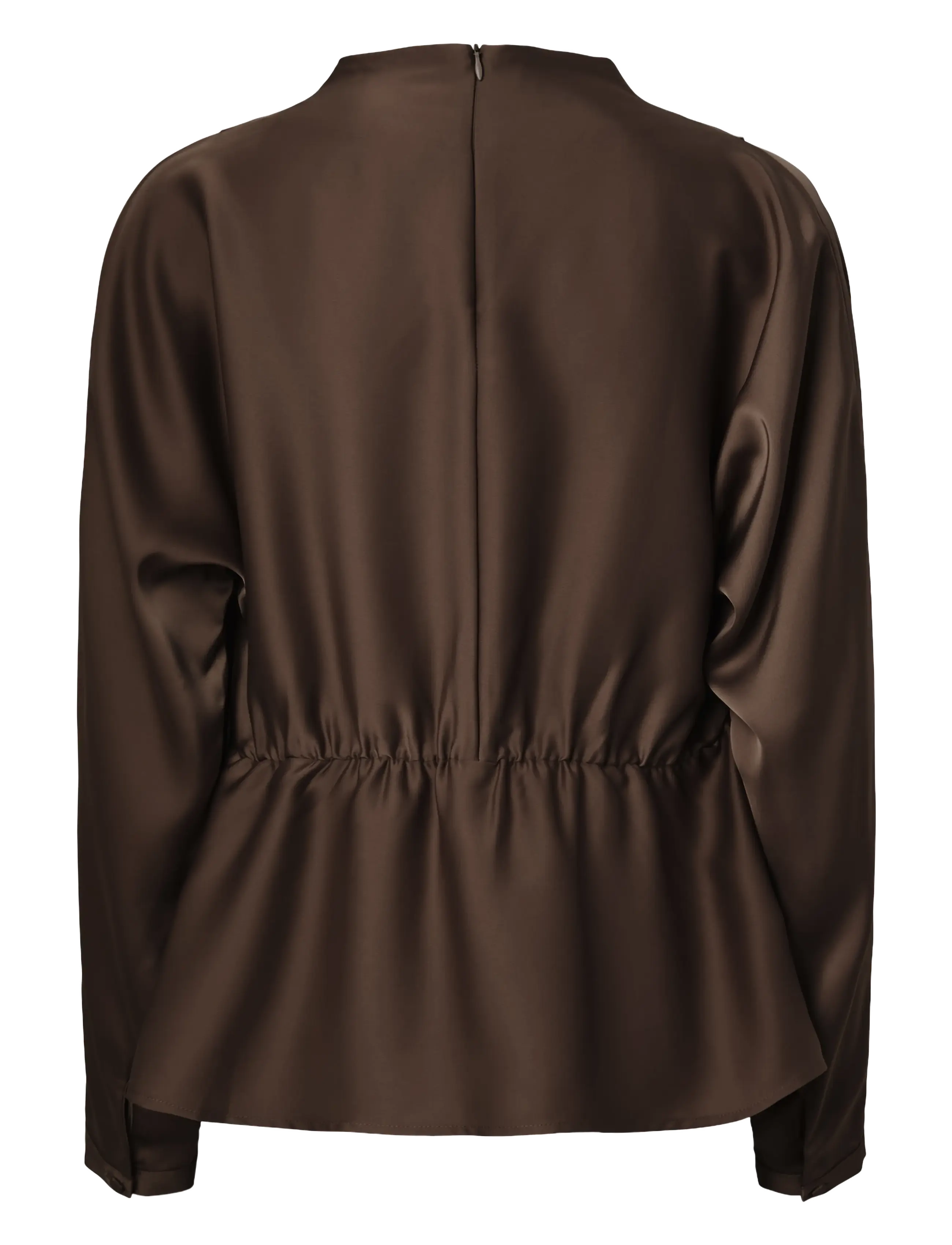 YAS - YASPELLA LS FUNNEL NECK TOP S. NOOS - long sleeved blouses - chocolate brown - 1