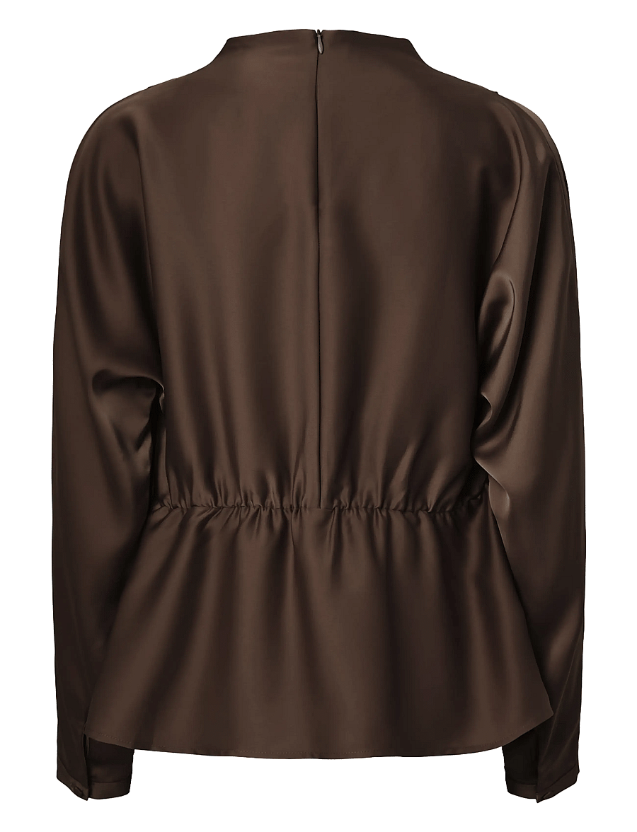 YAS - YASPELLA LS FUNNEL NECK TOP S. NOOS - langærmede bluser - chocolate brown - 1