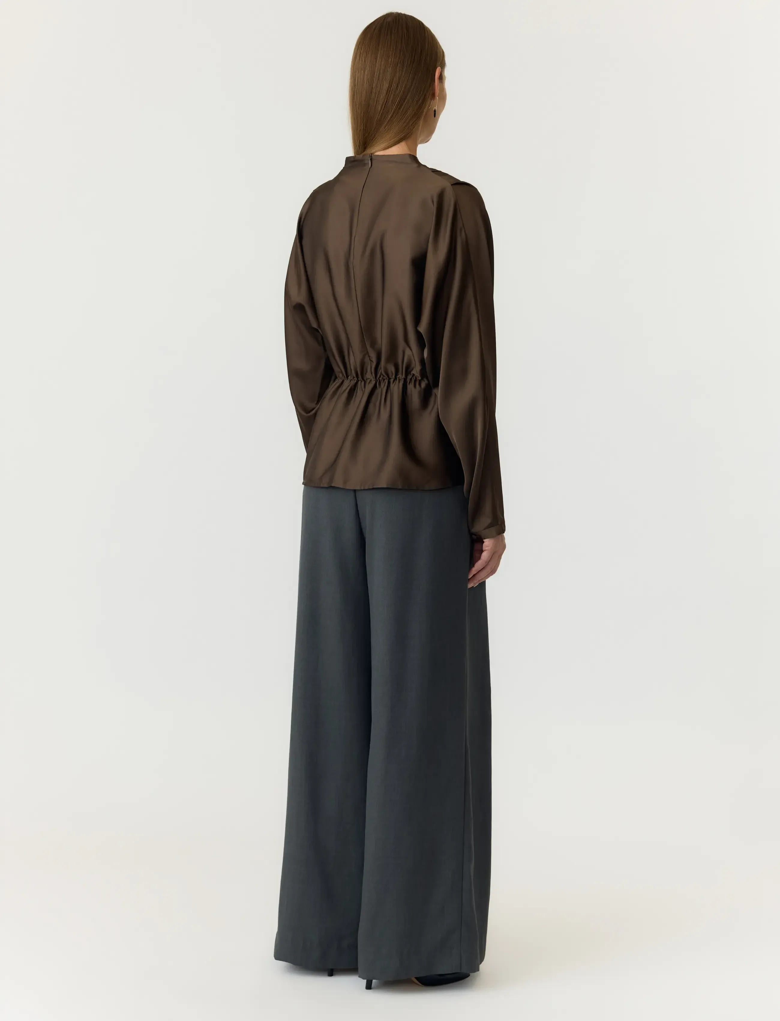 YAS - YASPELLA LS FUNNEL NECK TOP S. NOOS - langärmlige blusen - chocolate brown - 3